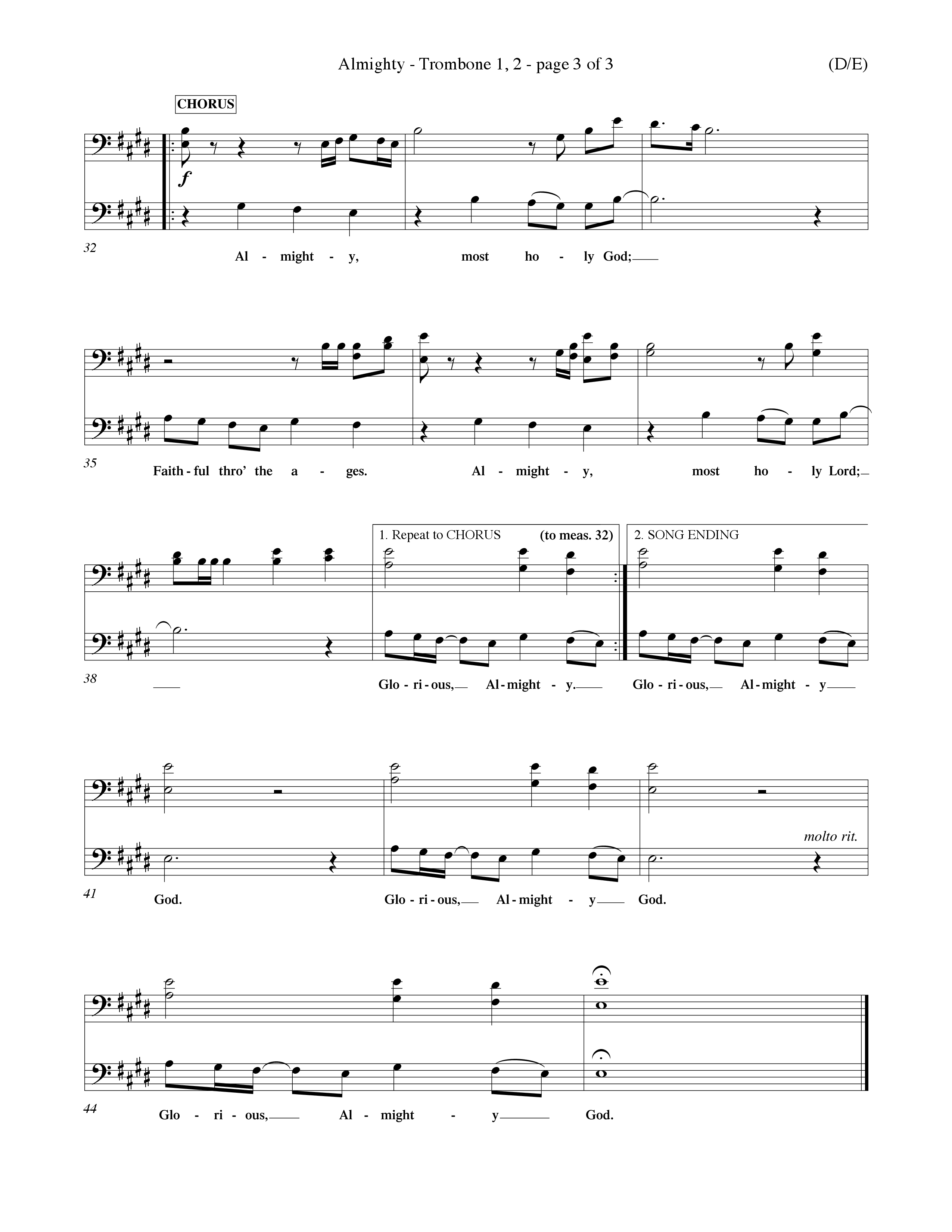Almighty (Choral Anthem SATB) Trombone 1/2 (Word Music Choral / Orch. Don Hart / Orch. Wayne Yankie)