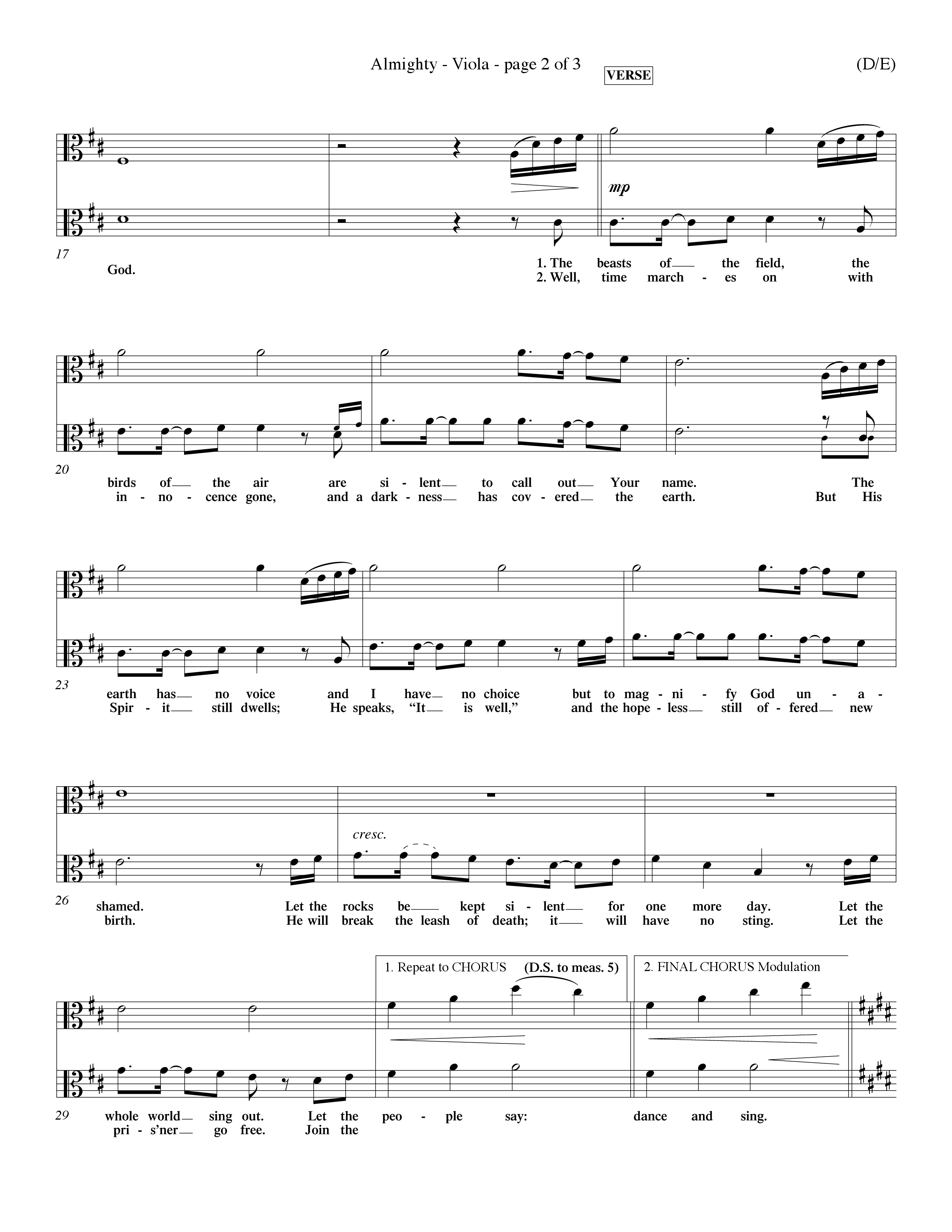 Almighty (Choral Anthem SATB) Viola (Word Music Choral / Orch. Don Hart / Orch. Wayne Yankie)