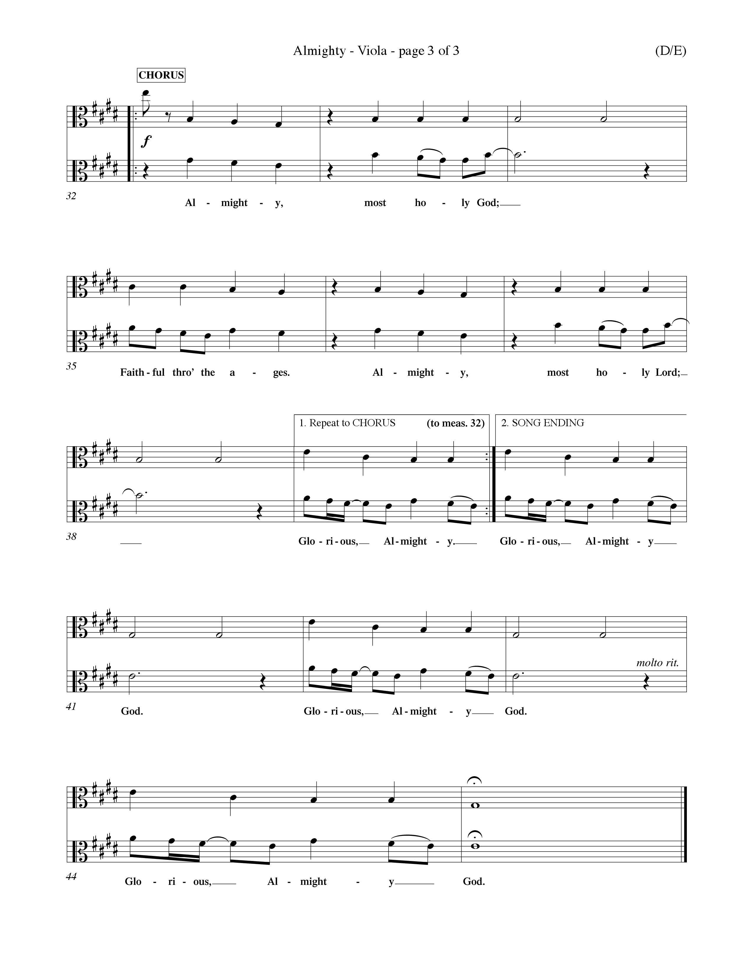 Almighty (Choral Anthem SATB) Viola (Word Music Choral / Orch. Don Hart / Orch. Wayne Yankie)