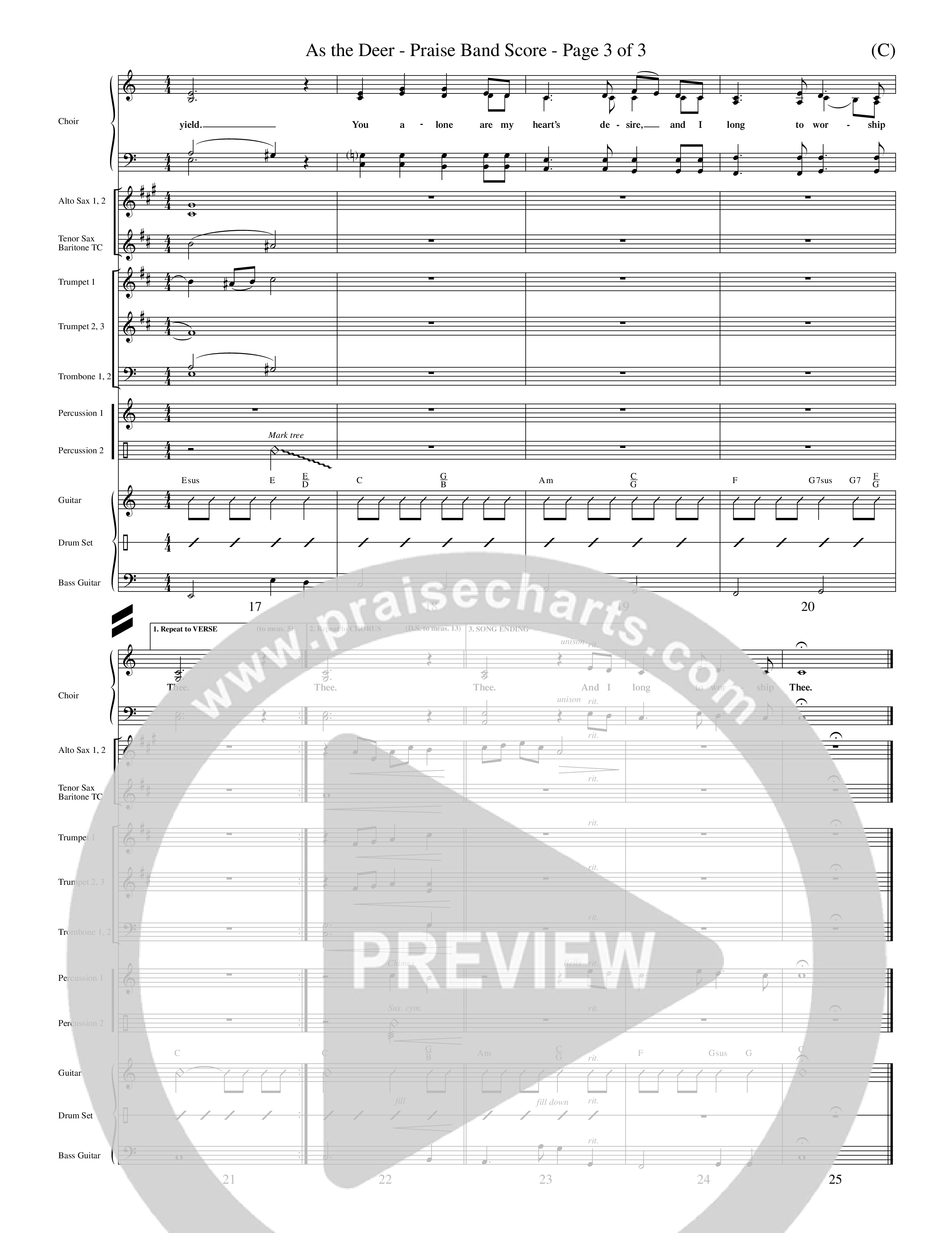 As The Deer (Choral Anthem SATB) PraiseBand (incl. Brass) (Word Music Choral / Orch. David Winkler / Orch. Andrew High)