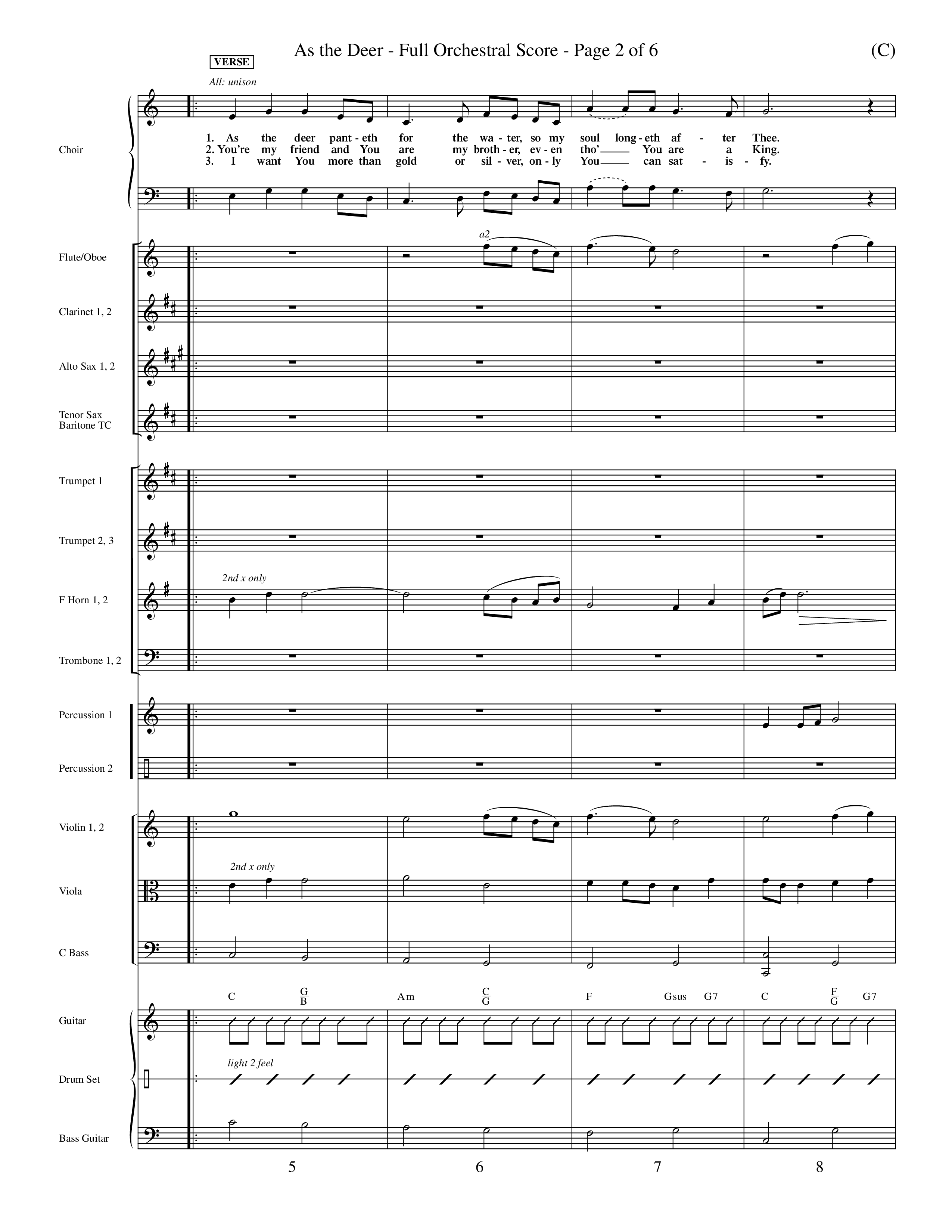 As The Deer (Choral Anthem SATB) Orchestration (Word Music Choral / Orch. David Winkler / Orch. Andrew High)