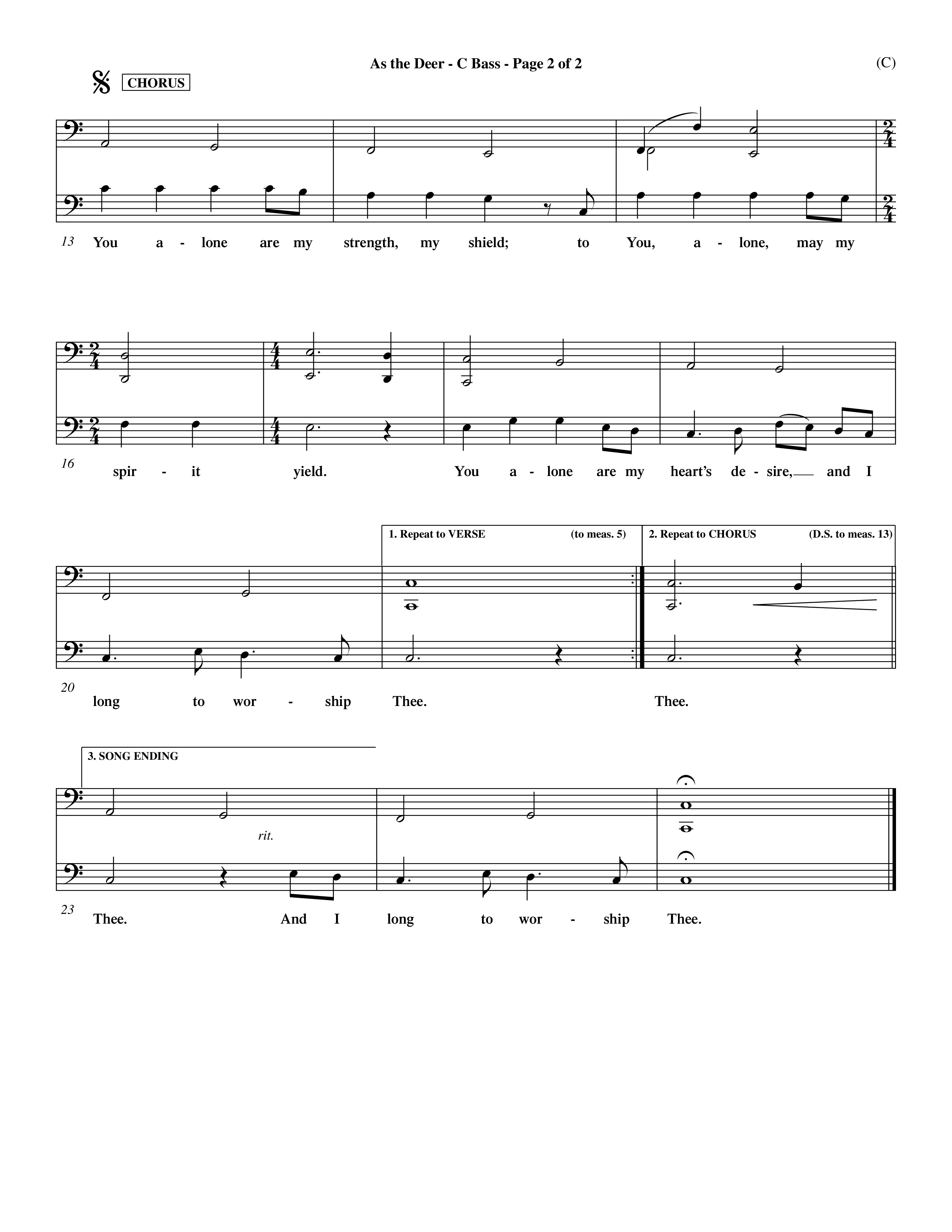 As The Deer (Choral Anthem SATB) Contrabass (Word Music Choral / Orch. David Winkler / Orch. Andrew High)