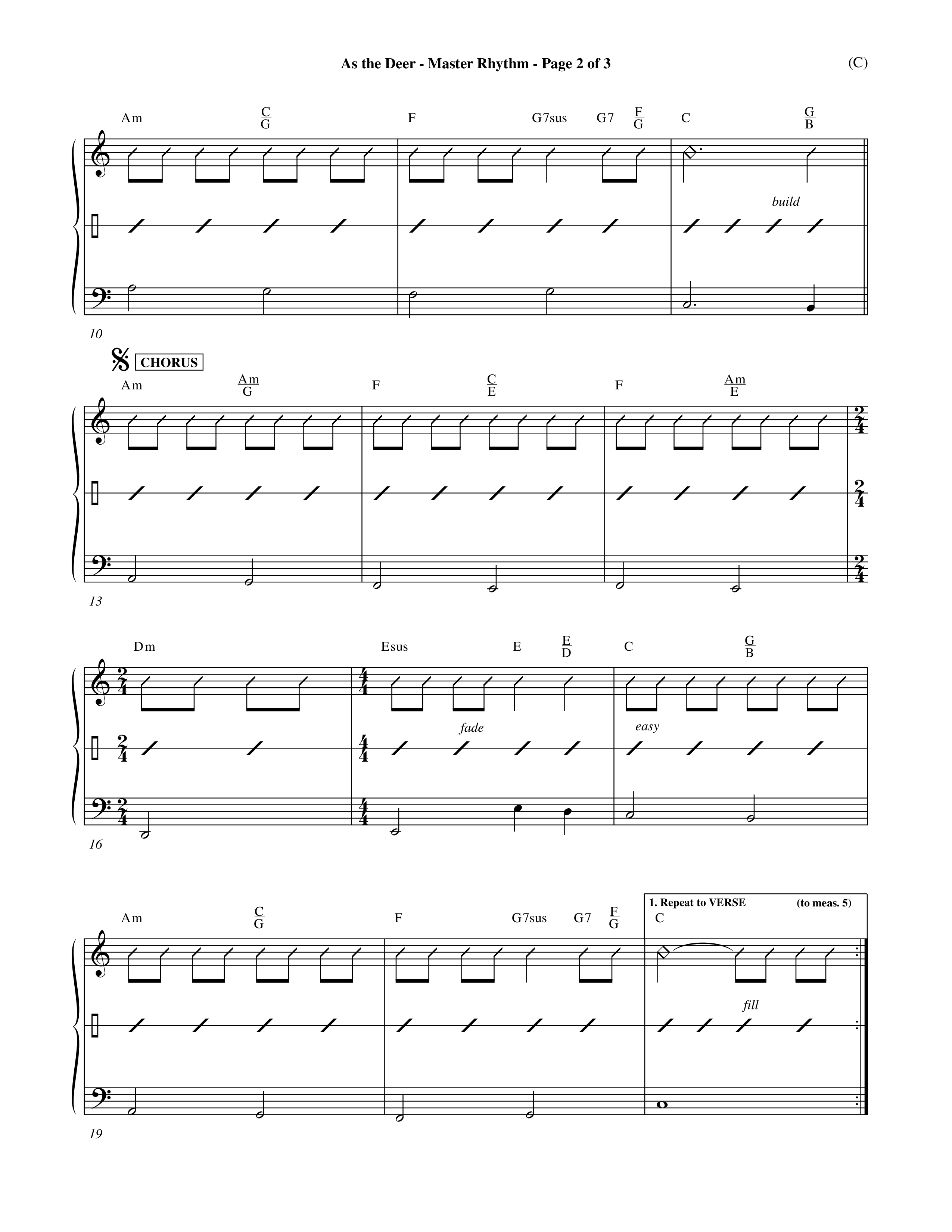 As The Deer (Choral Anthem SATB) Rhythm Chart (Word Music Choral / Orch. David Winkler / Orch. Andrew High)