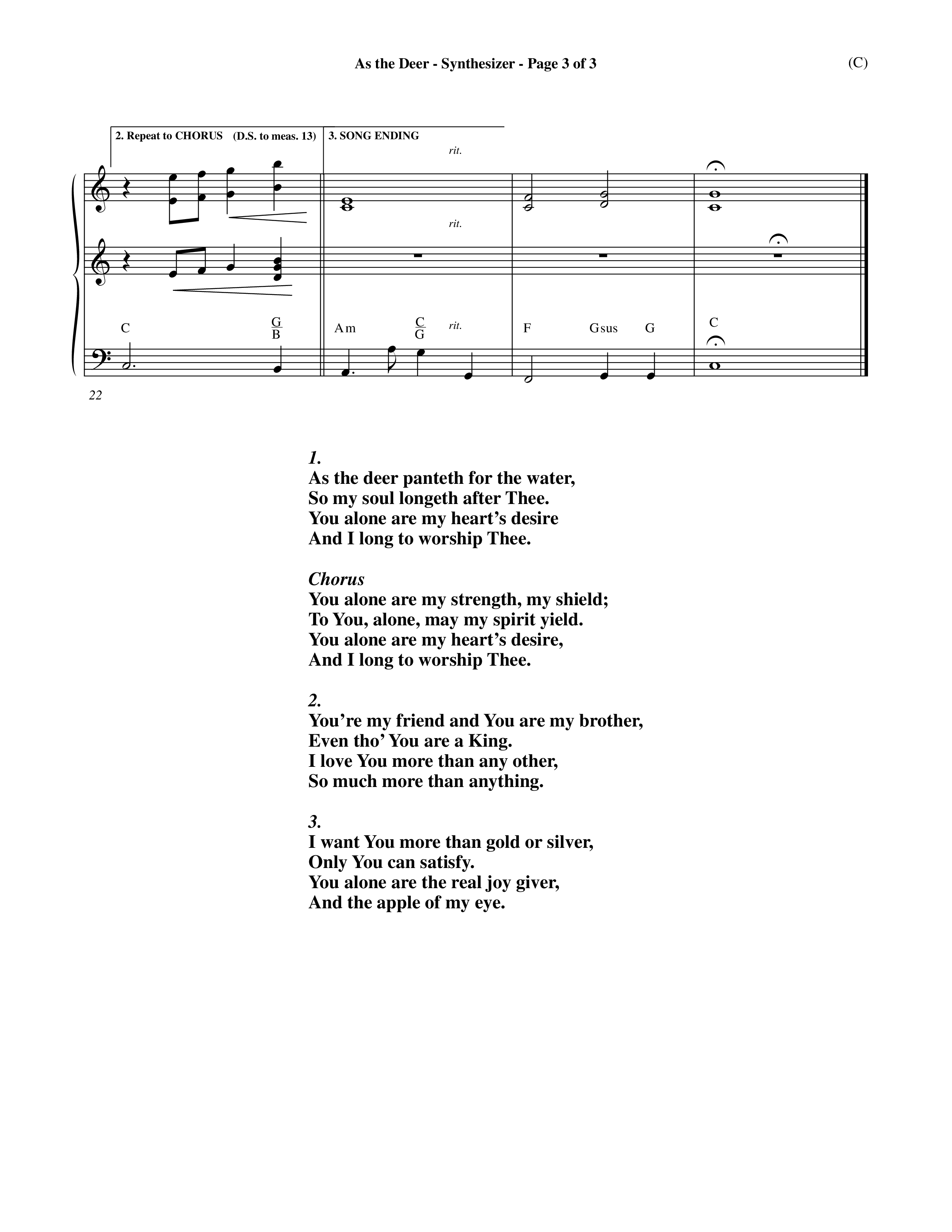As The Deer (Choral Anthem SATB) Synth (Word Music Choral / Orch. David Winkler / Orch. Andrew High)