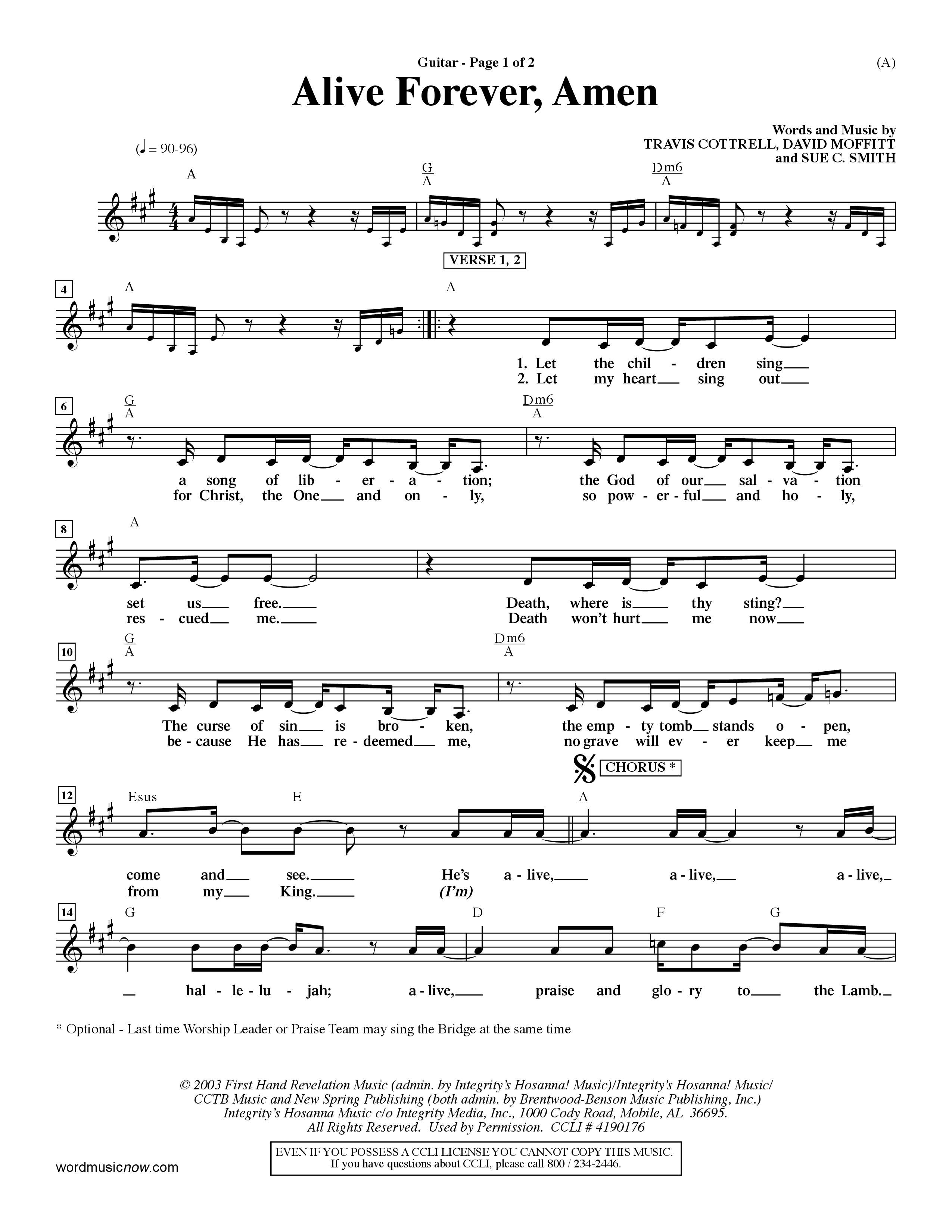 Alive Forever Amen (Choral Anthem SATB) Acoustic Guitar (Word Music Choral / Orch. Dave Williamson)