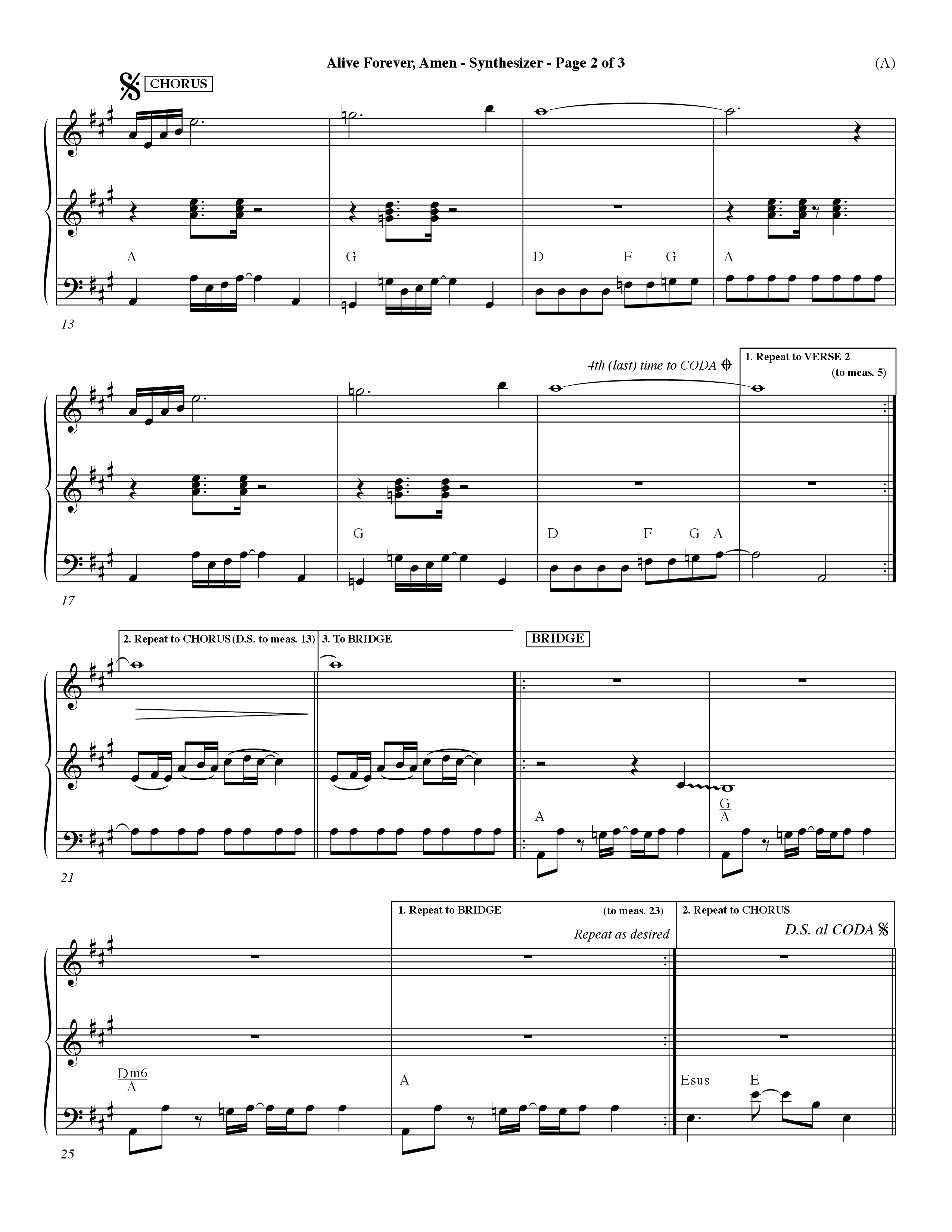 Alive Forever Amen (Choral Anthem SATB) Synth (Word Music Choral / Orch. Dave Williamson)