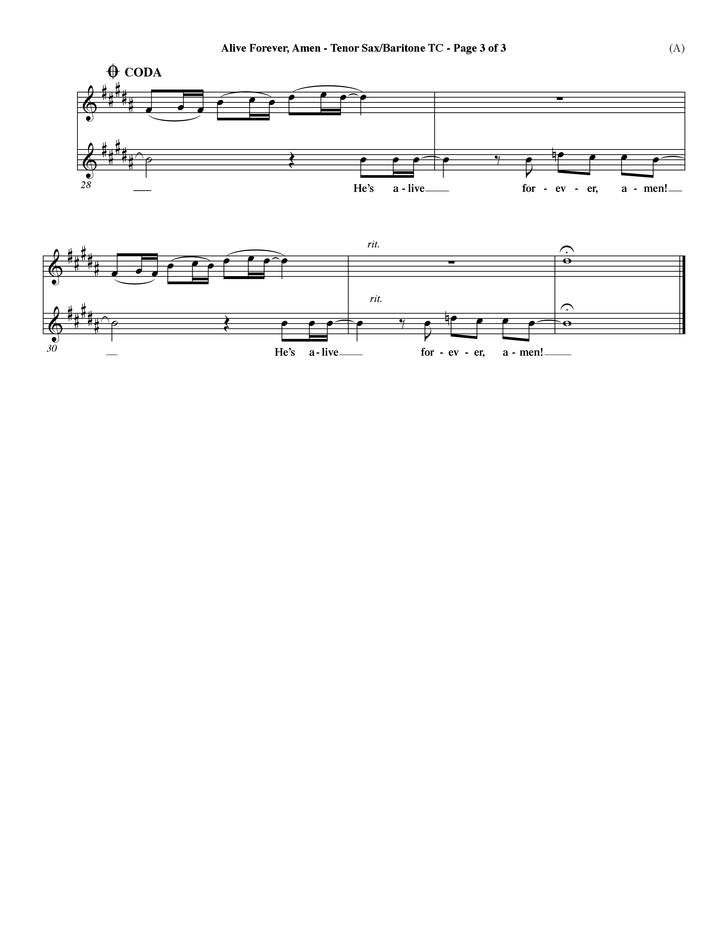 Alive Forever Amen (Choral Anthem SATB) Tenor Sax/Baritone T.C. (Word Music Choral / Orch. Dave Williamson)