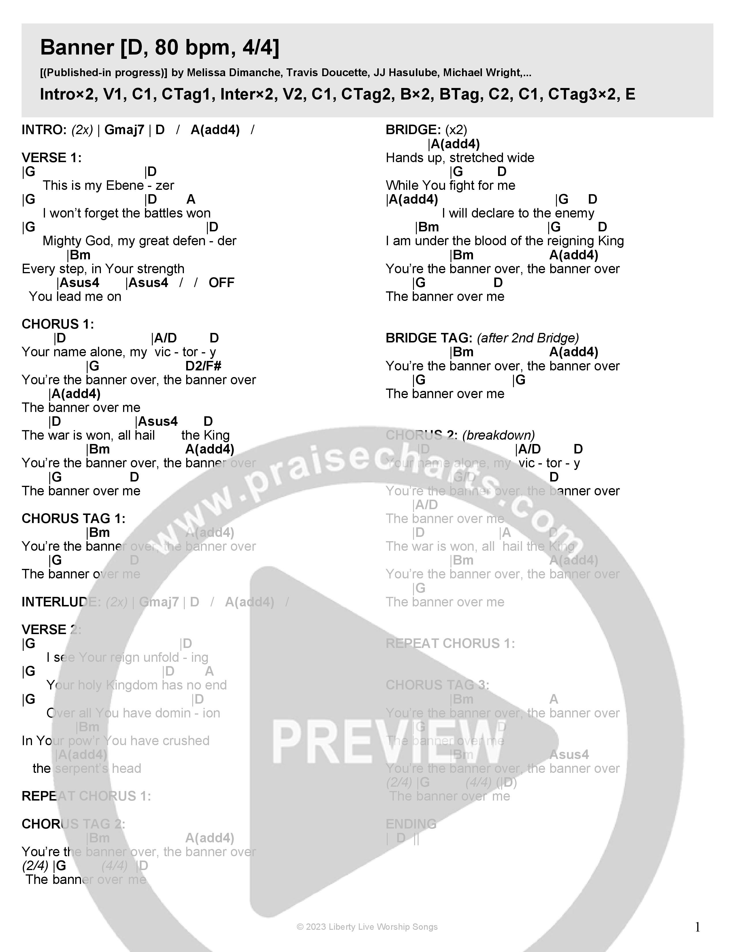 Banner Chord Chart (Liberty Live Worship)