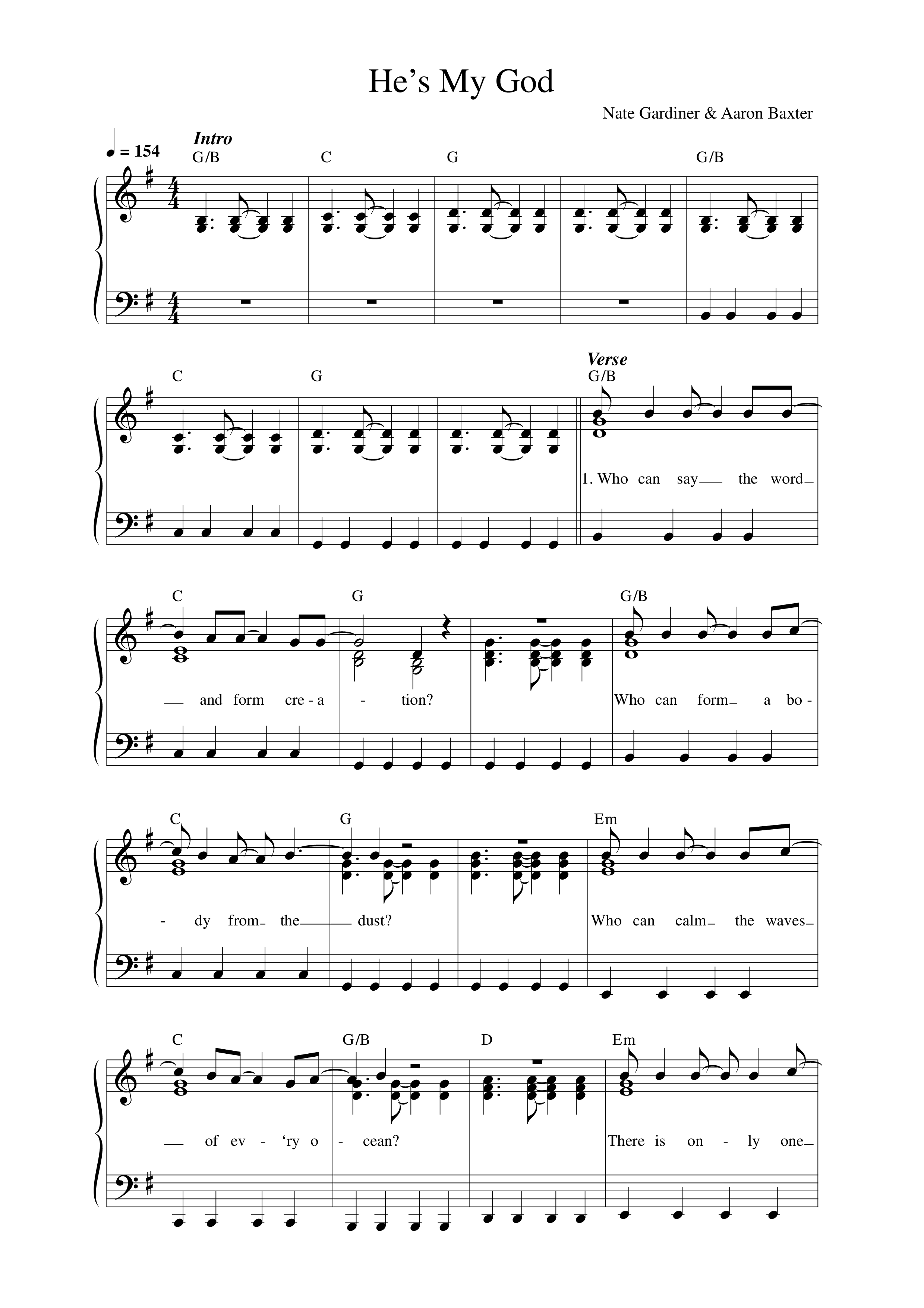He's My God Lead Sheet Melody (Life Worship)