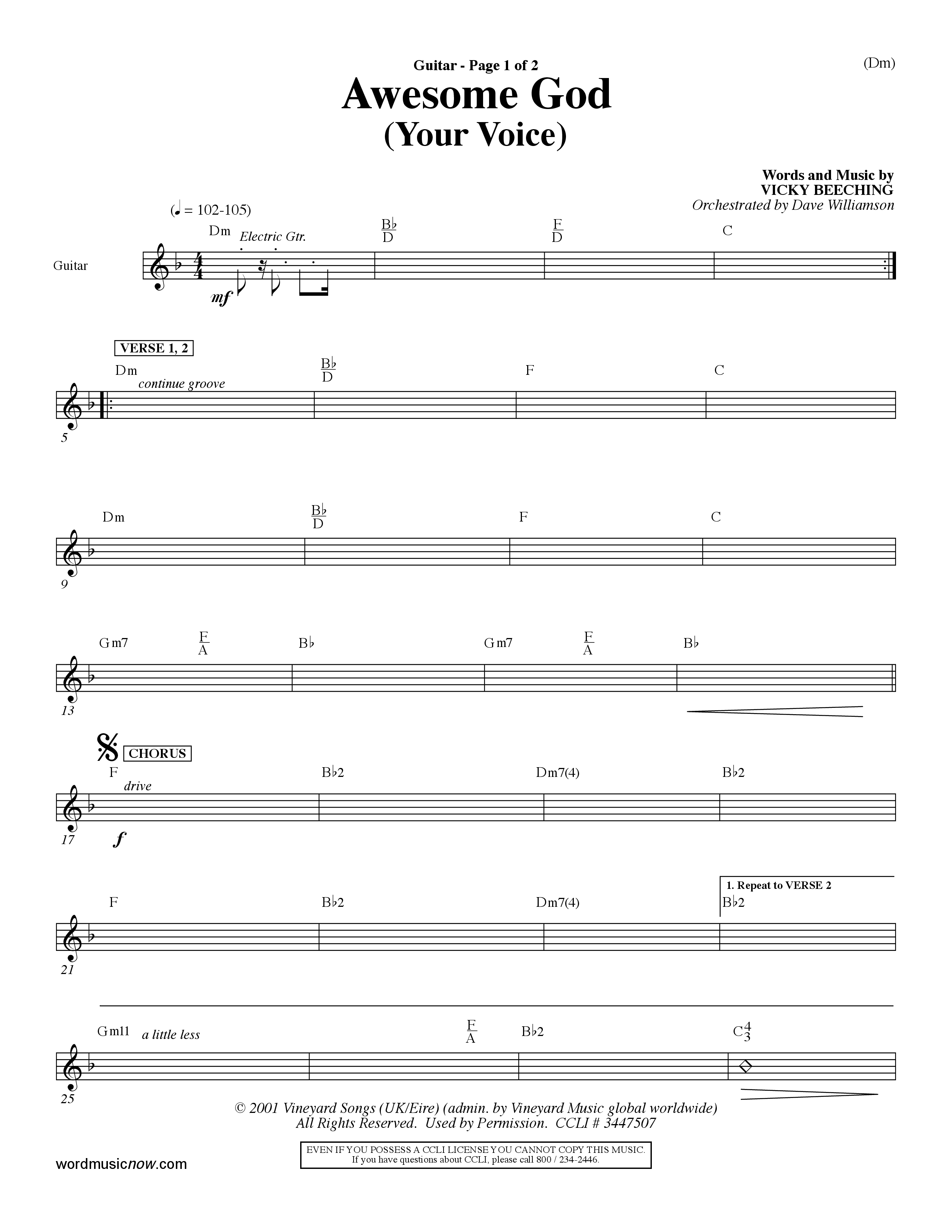 Awesome God (Your Voice) (Choral Anthem SATB) Acoustic Guitar (Word Music Choral / Orch. Dave Williamson)