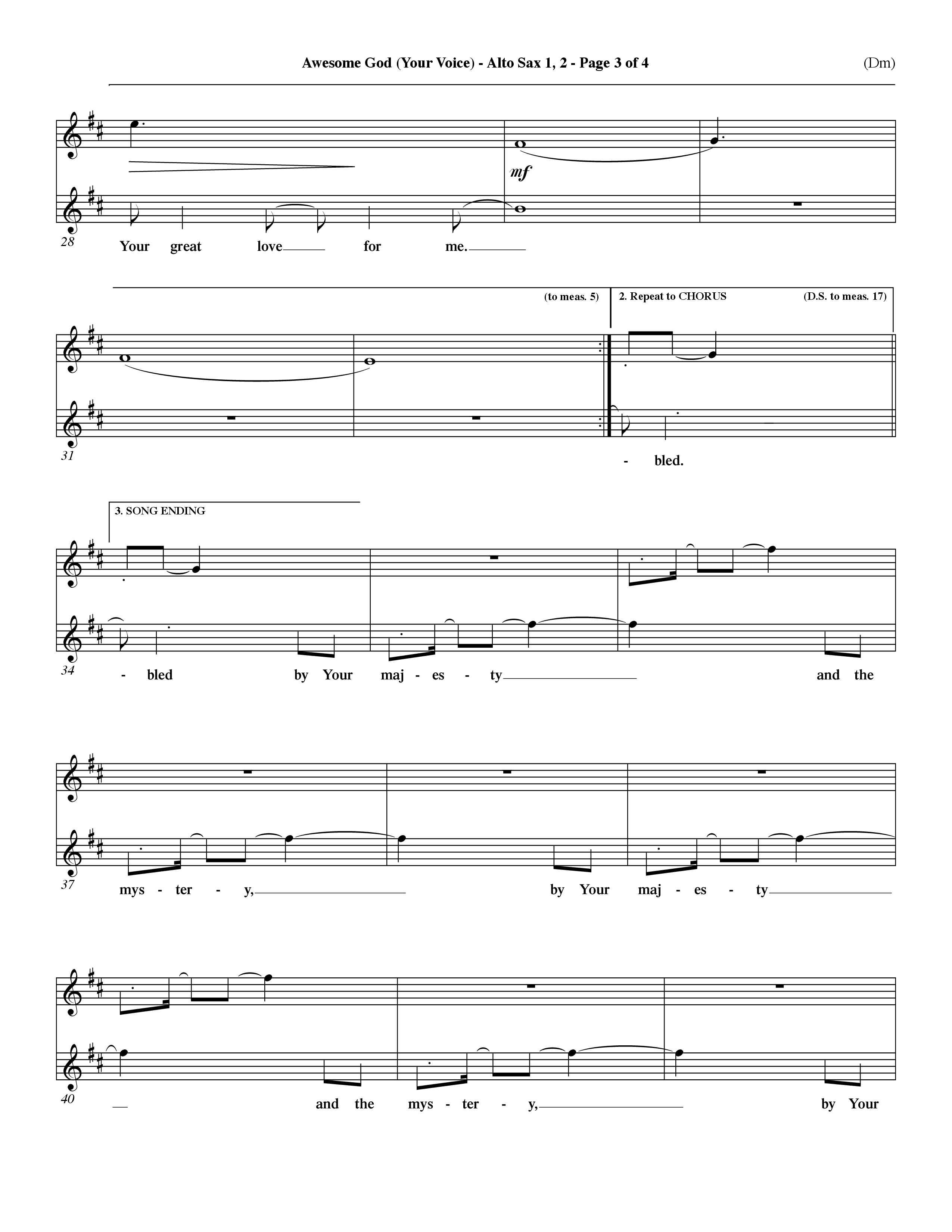 Awesome God (Your Voice) (Choral Anthem SATB) Alto Sax 1/2 (Word Music Choral / Orch. Dave Williamson)