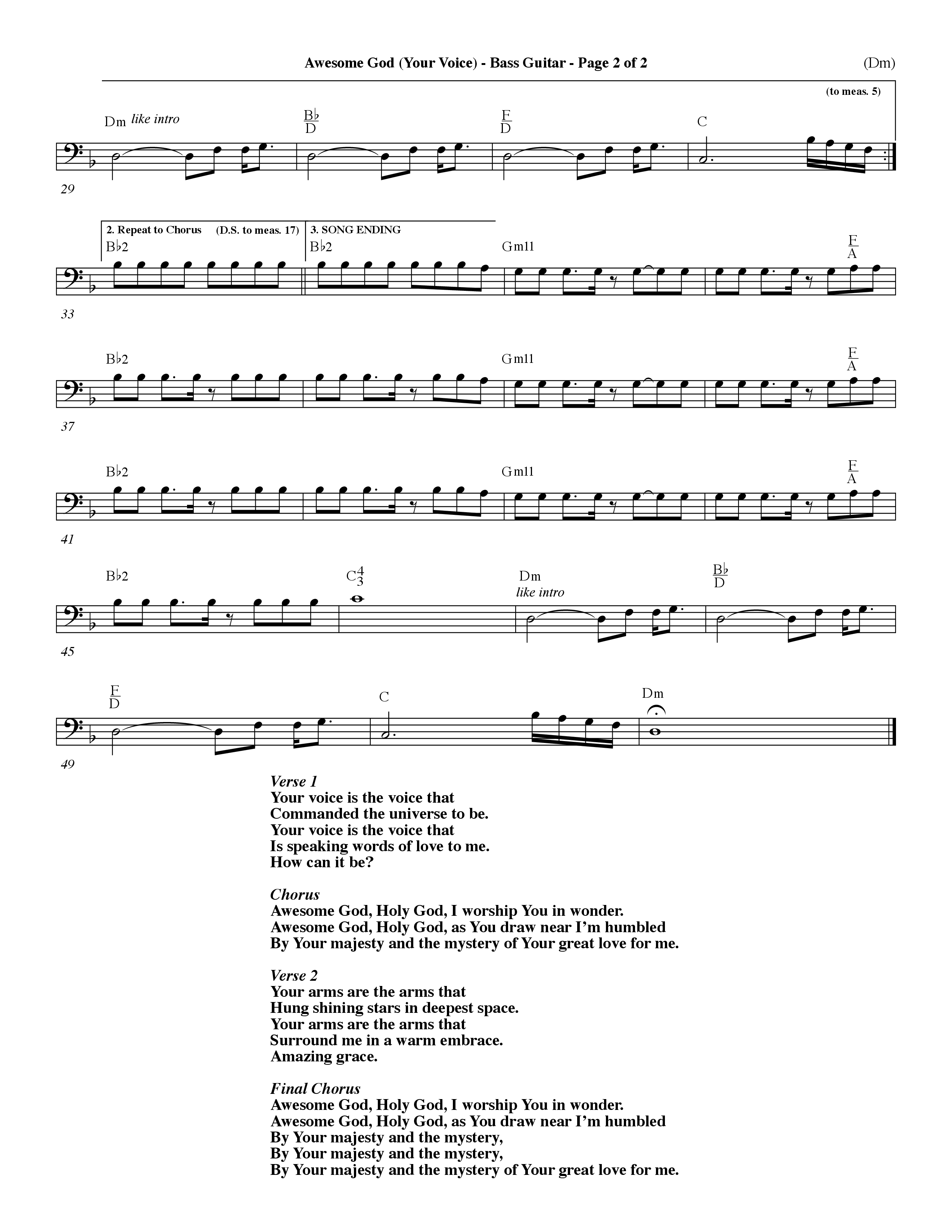 Awesome God (Your Voice) (Choral Anthem SATB) Bass Guitar (Word Music Choral / Orch. Dave Williamson)