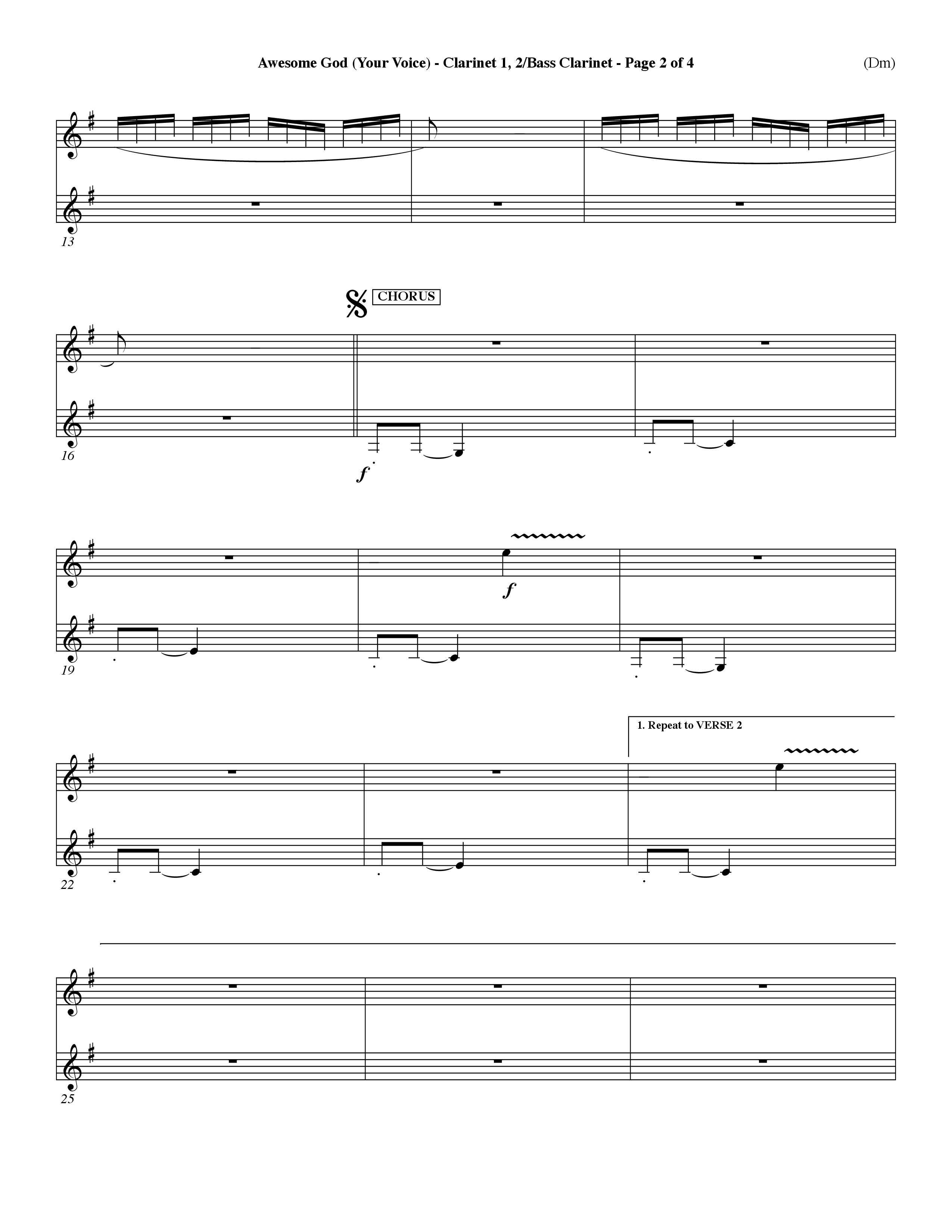 Awesome God (Your Voice) (Choral Anthem SATB) Clarinet 1/2, Bass Clarinet (Word Music Choral / Orch. Dave Williamson)