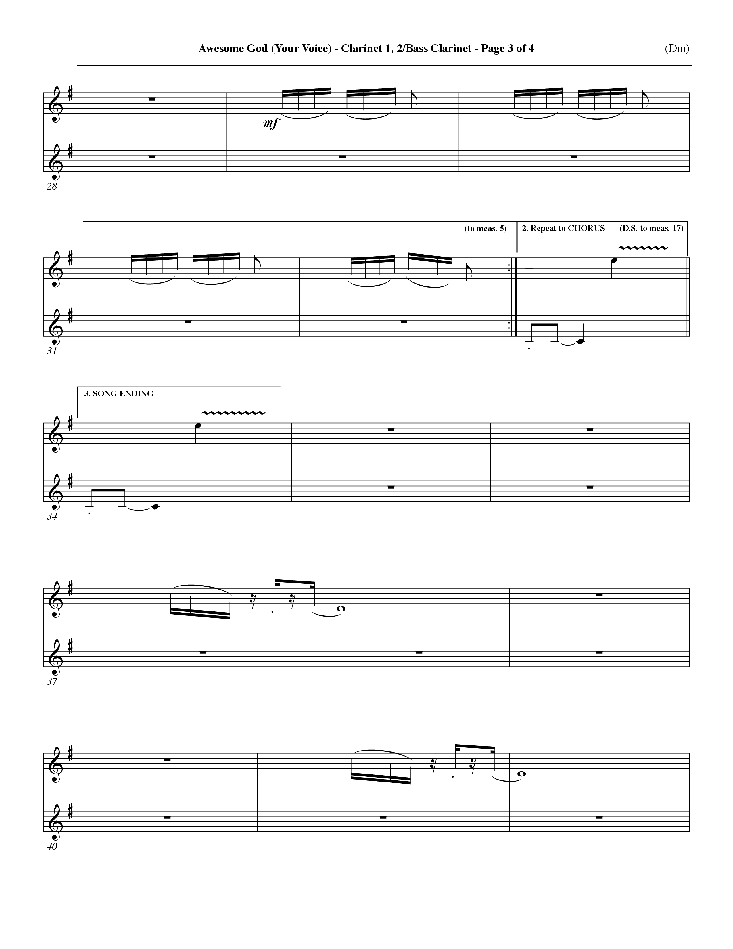 Awesome God (Your Voice) (Choral Anthem SATB) Clarinet 1/2, Bass Clarinet (Word Music Choral / Orch. Dave Williamson)