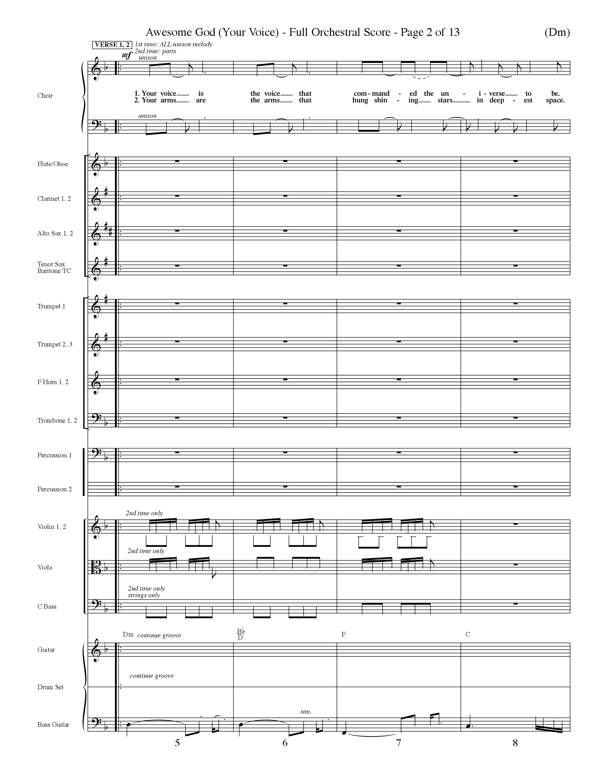 Awesome God (Your Voice) (Choral Anthem SATB) Orchestration (Word Music Choral / Orch. Dave Williamson)