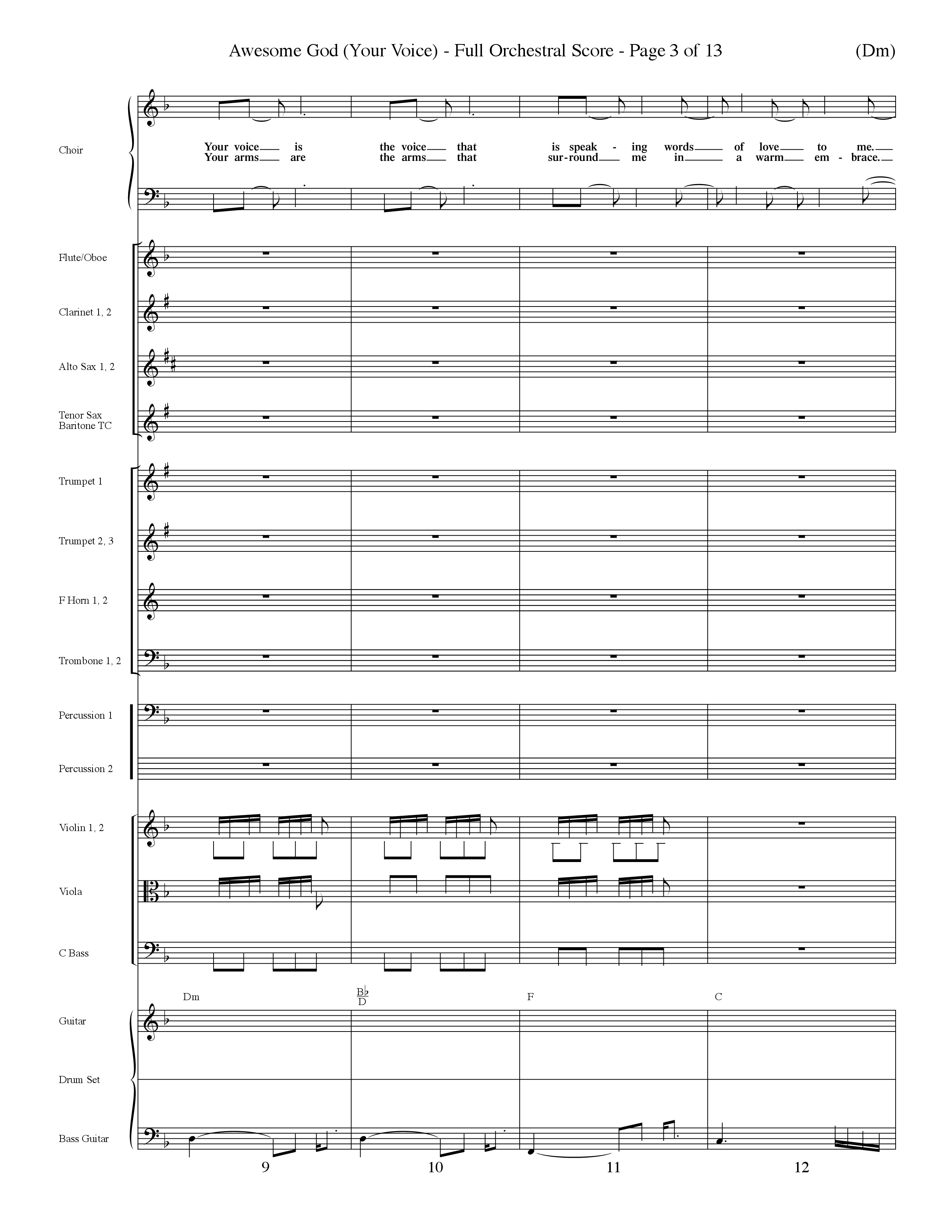 Awesome God (Your Voice) (Choral Anthem SATB) Orchestration (Word Music Choral / Orch. Dave Williamson)