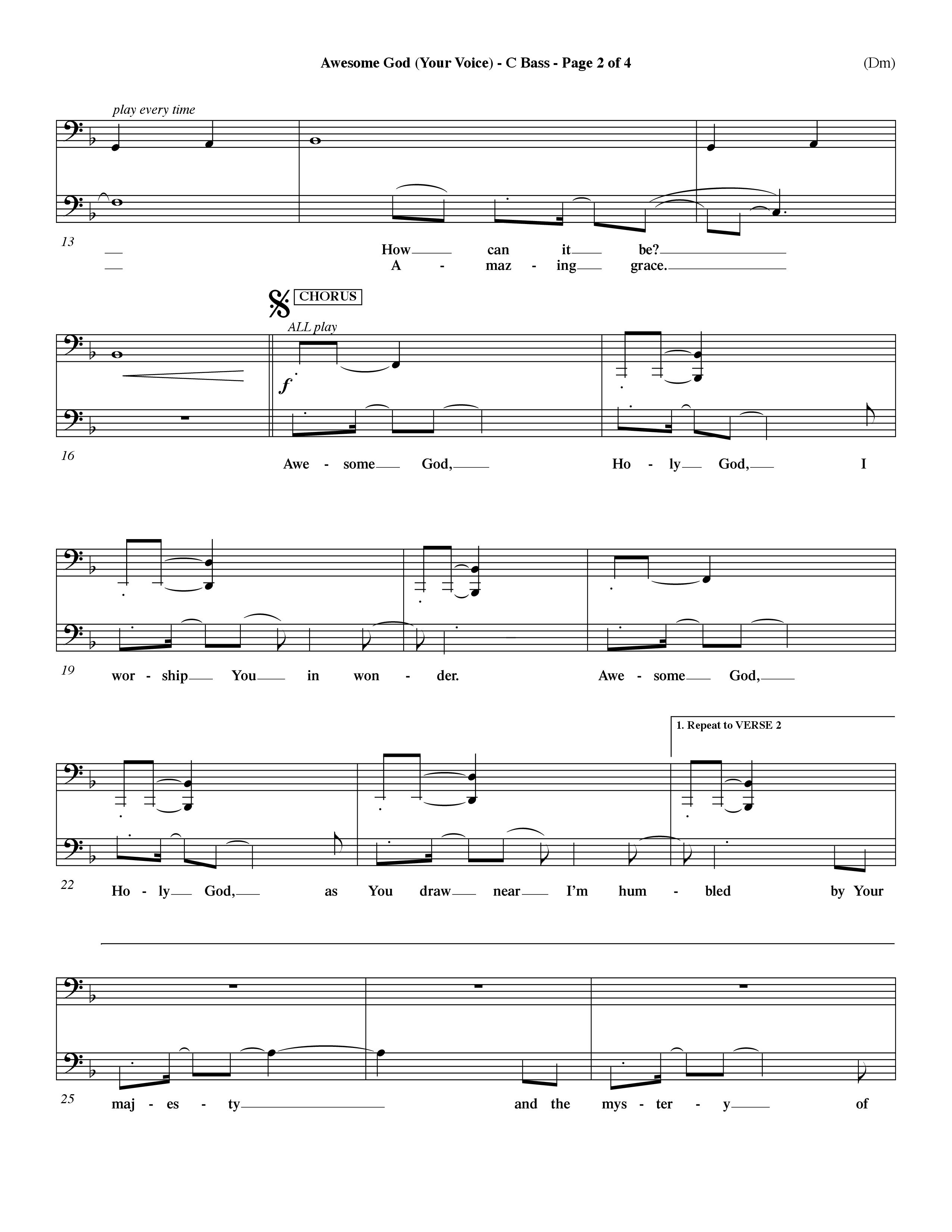 Awesome God (Your Voice) (Choral Anthem SATB) Contrabass (Word Music Choral / Orch. Dave Williamson)