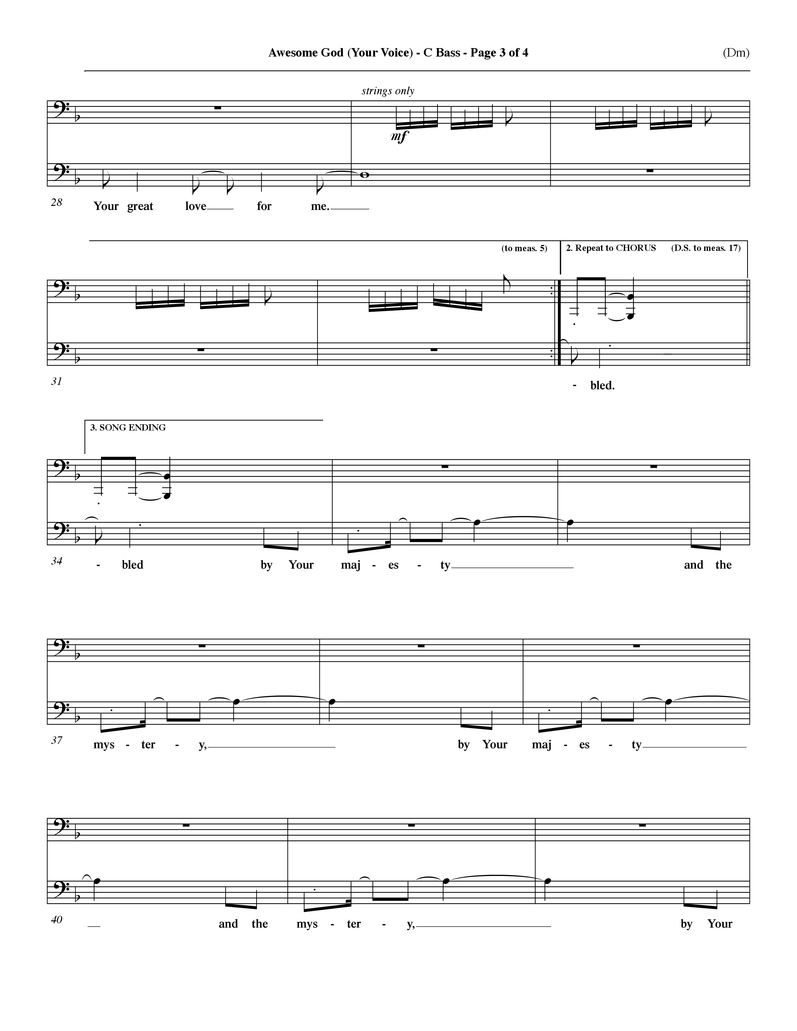Awesome God (Your Voice) (Choral Anthem SATB) Contrabass (Word Music Choral / Orch. Dave Williamson)