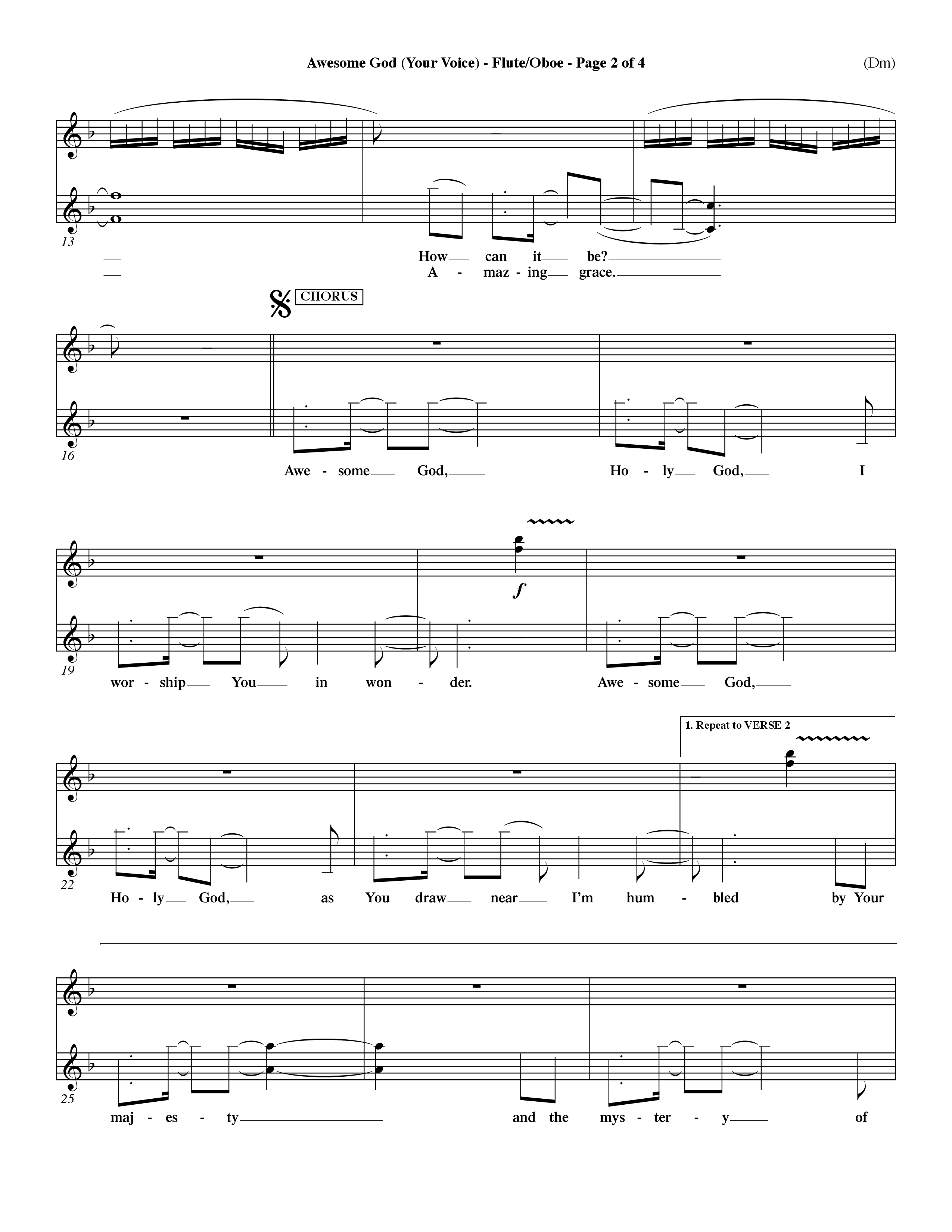 Awesome God (Your Voice) (Choral Anthem SATB) Flute/Oboe (Word Music Choral / Orch. Dave Williamson)