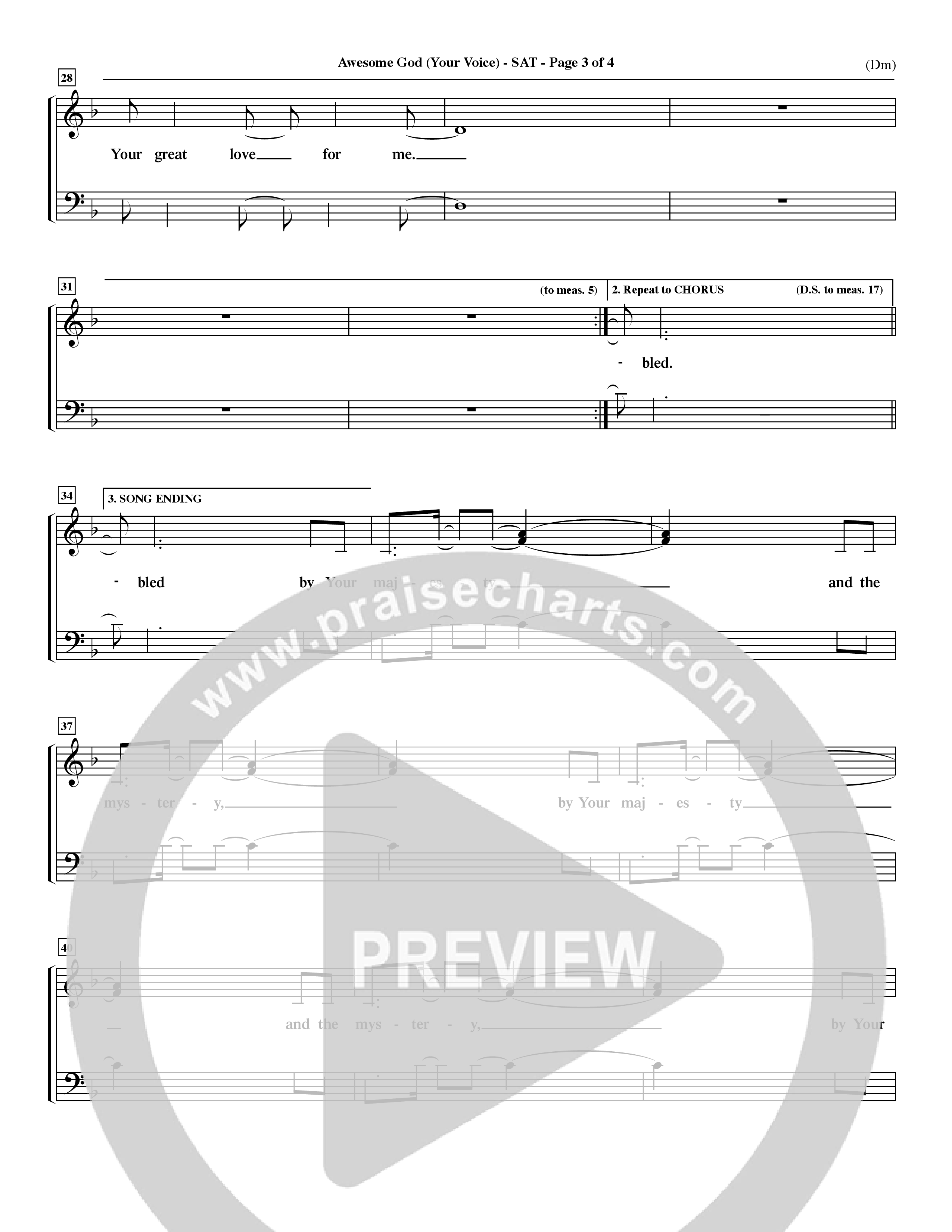 Awesome God (Your Voice) (Choral Anthem SATB) Lead Sheet (SAT) (Word Music Choral / Orch. Dave Williamson)