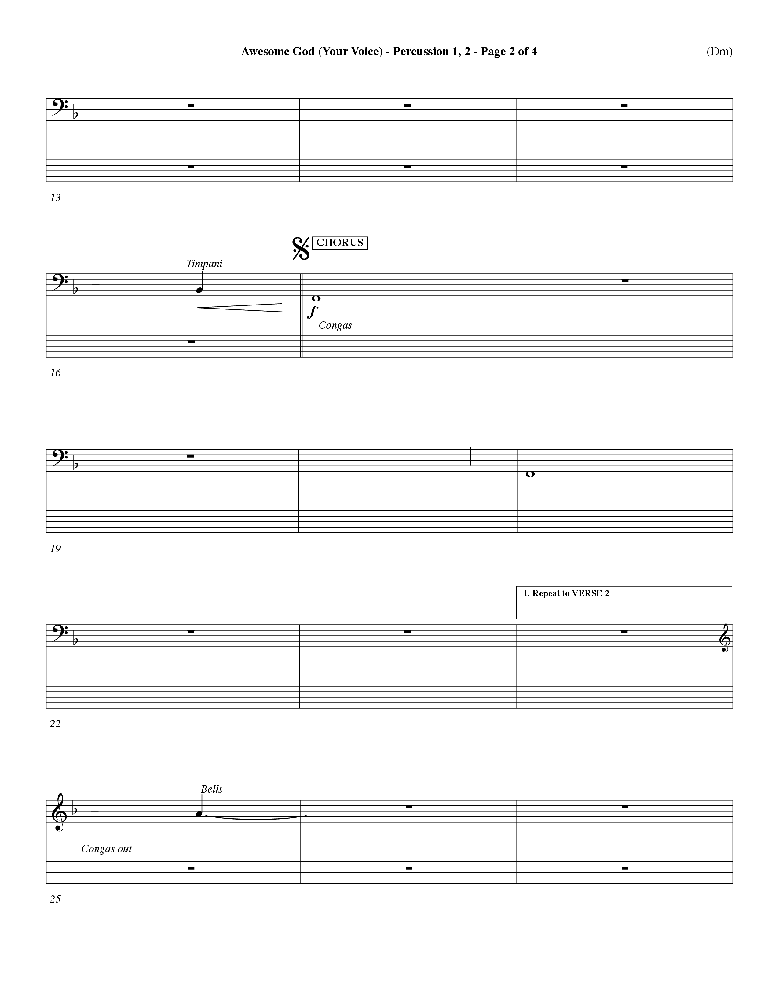 Awesome God (Your Voice) (Choral Anthem SATB) Percussion 1/2 (Word Music Choral / Orch. Dave Williamson)