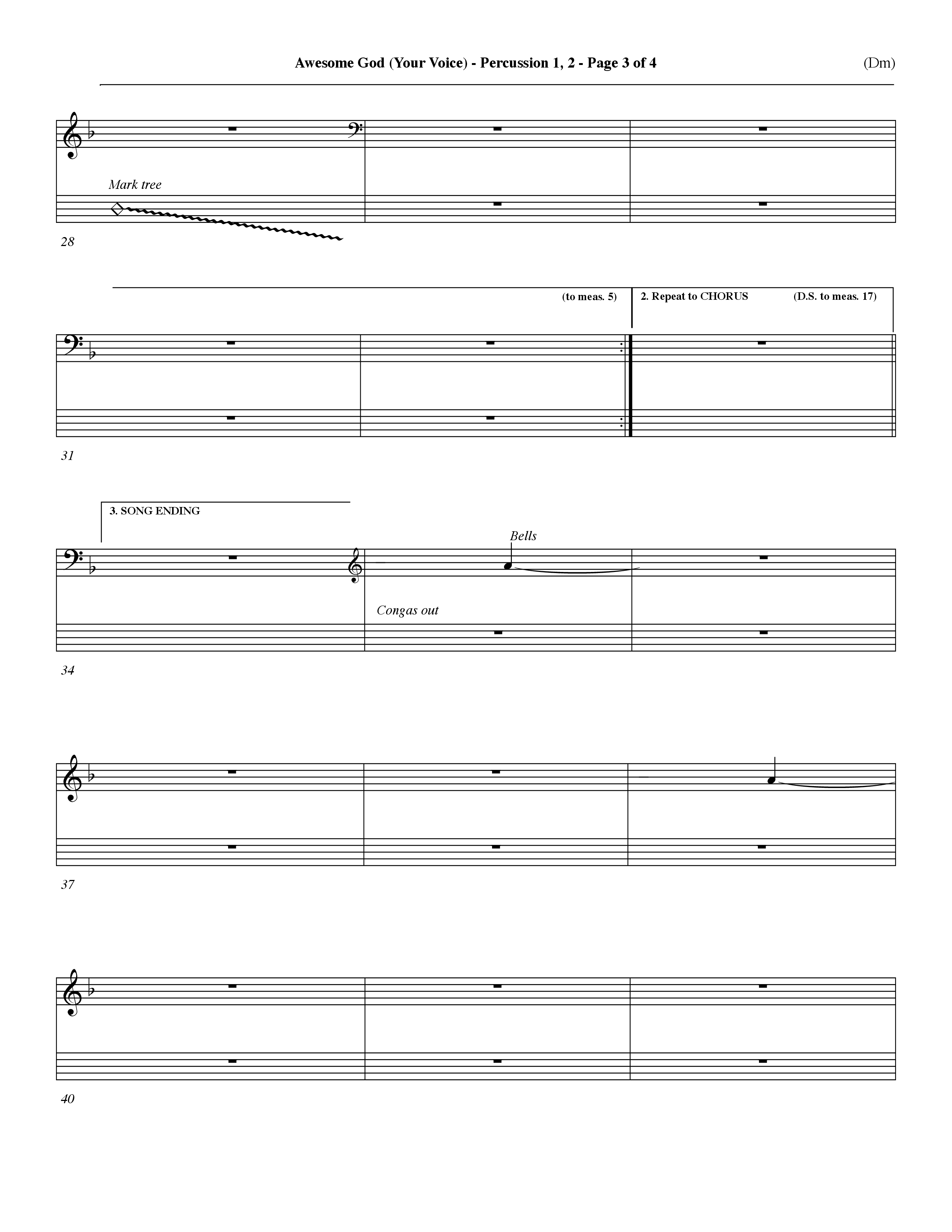 Awesome God (Your Voice) (Choral Anthem SATB) Percussion 1/2 (Word Music Choral / Orch. Dave Williamson)