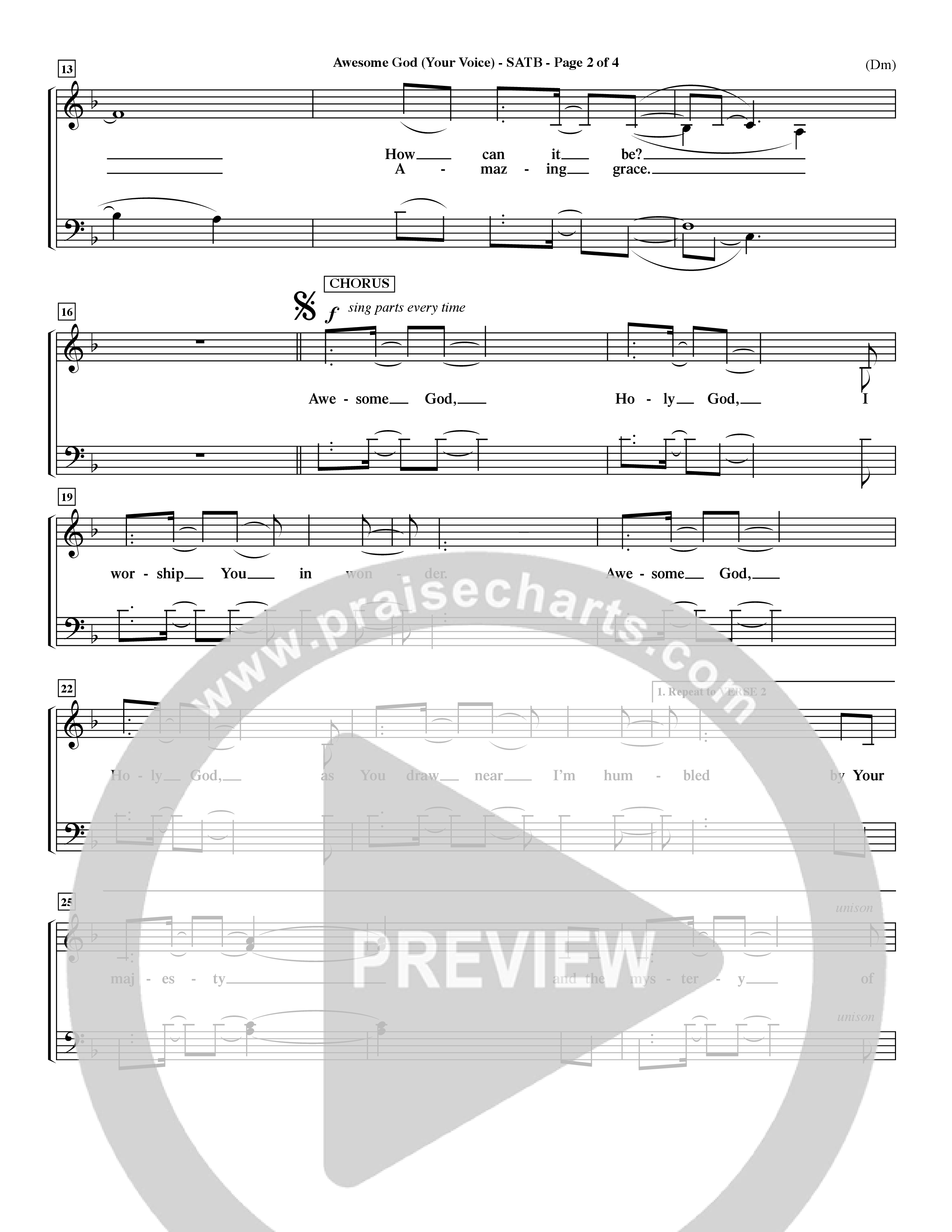 Awesome God (Your Voice) (Choral Anthem SATB) Keyboard/Vocal (SATB) (Word Music Choral / Orch. Dave Williamson)