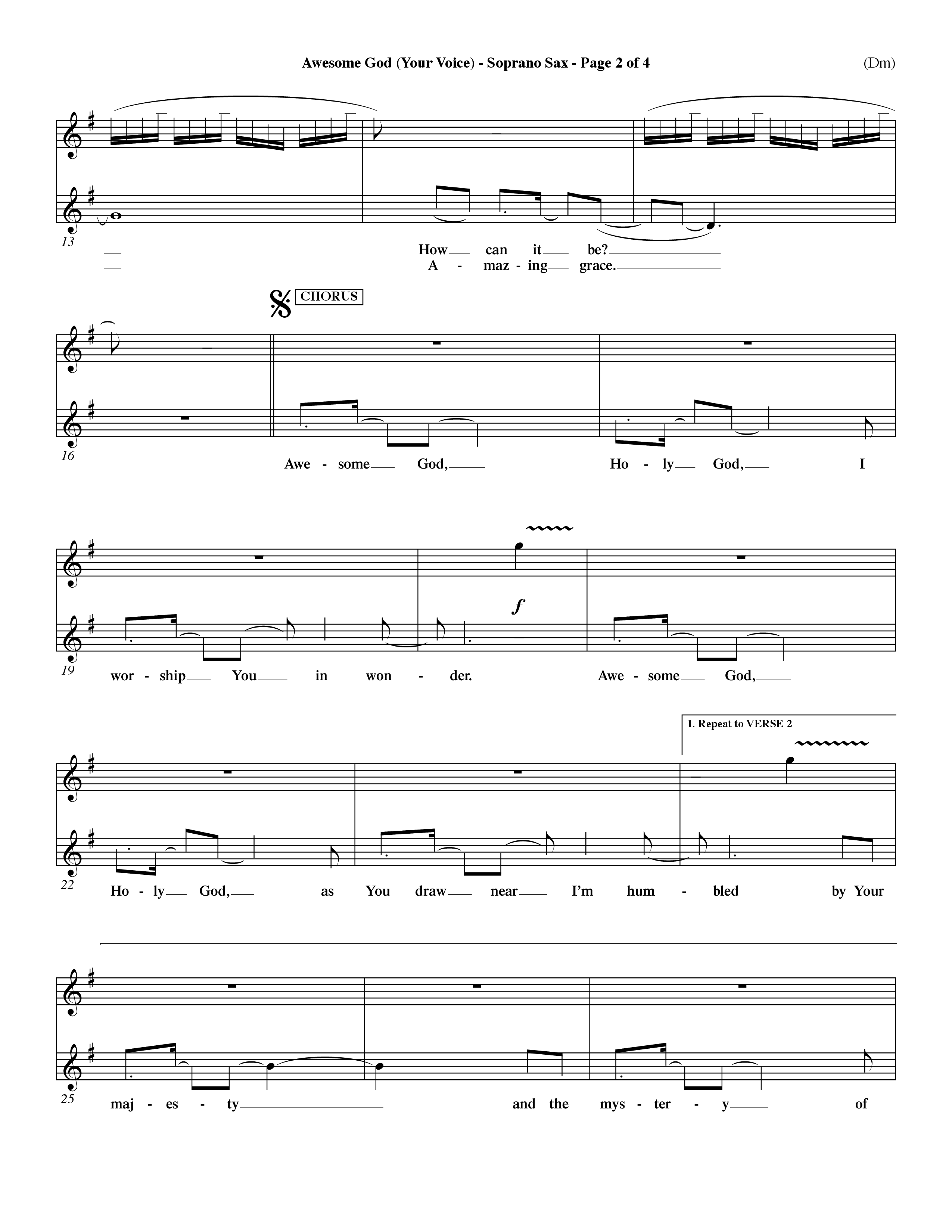 Awesome God (Your Voice) (Choral Anthem SATB) Saxophone (Word Music Choral / Orch. Dave Williamson)