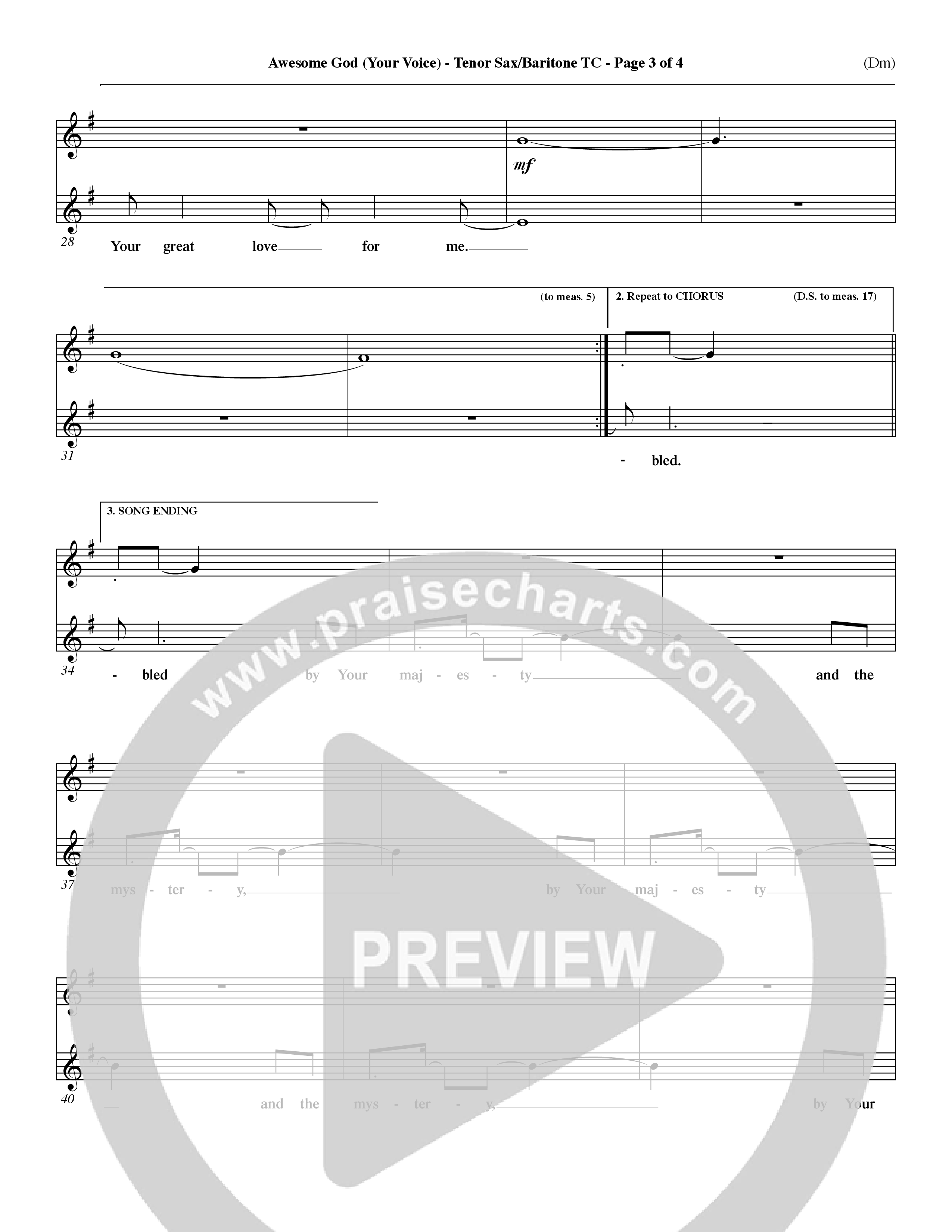 Awesome God (Your Voice) (Choral Anthem SATB) Tenor Sax/Baritone T.C. (Word Music Choral / Orch. Dave Williamson)