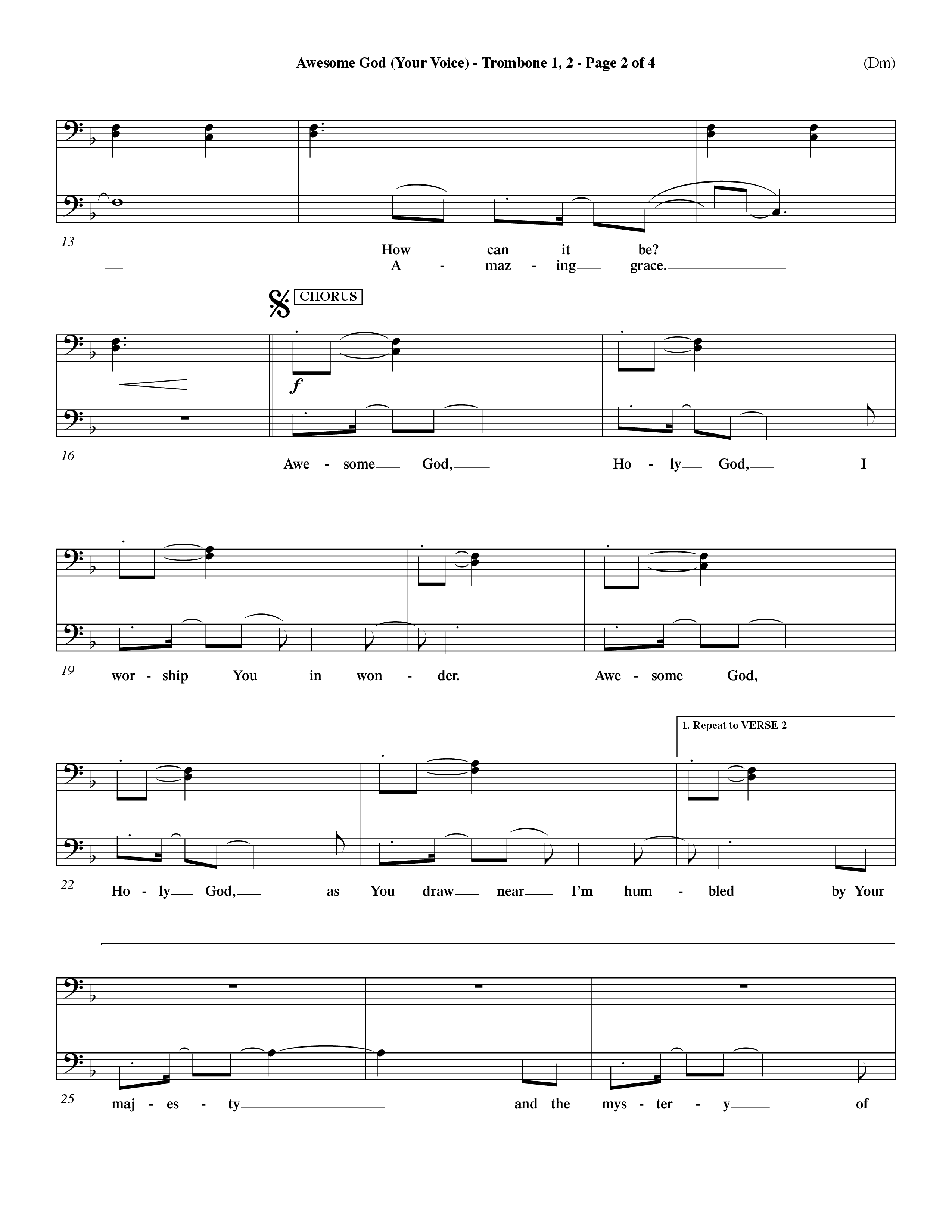 Awesome God (Your Voice) (Choral Anthem SATB) Trombone 1/2 (Word Music Choral / Orch. Dave Williamson)
