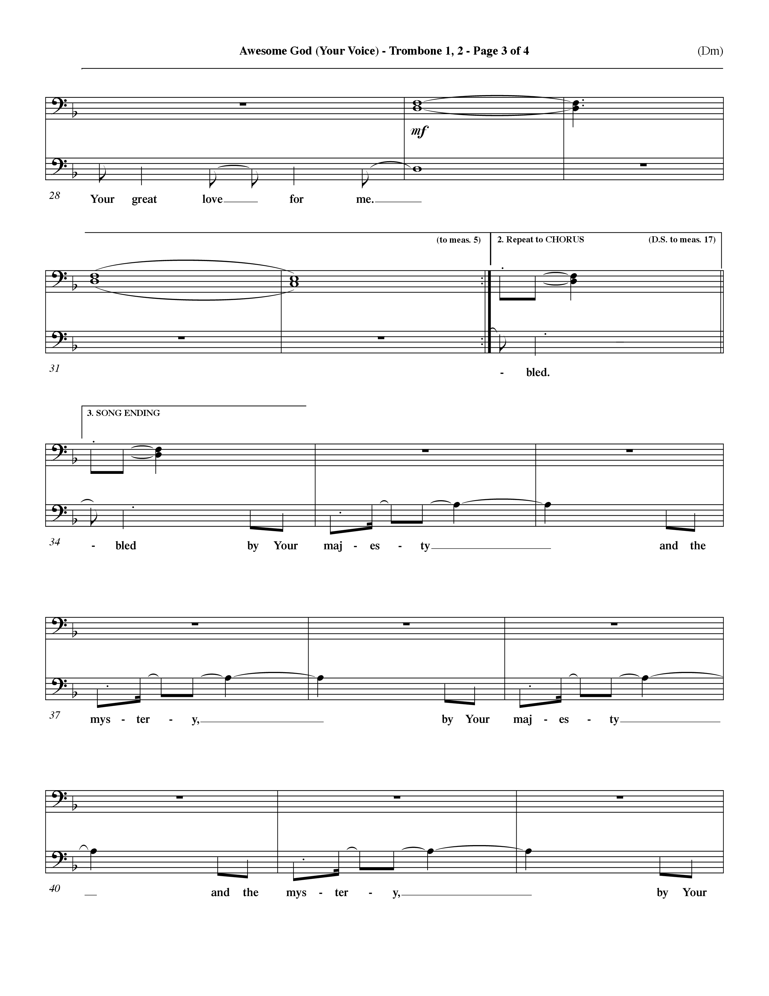 Awesome God (Your Voice) (Choral Anthem SATB) Trombone 1/2 (Word Music Choral / Orch. Dave Williamson)