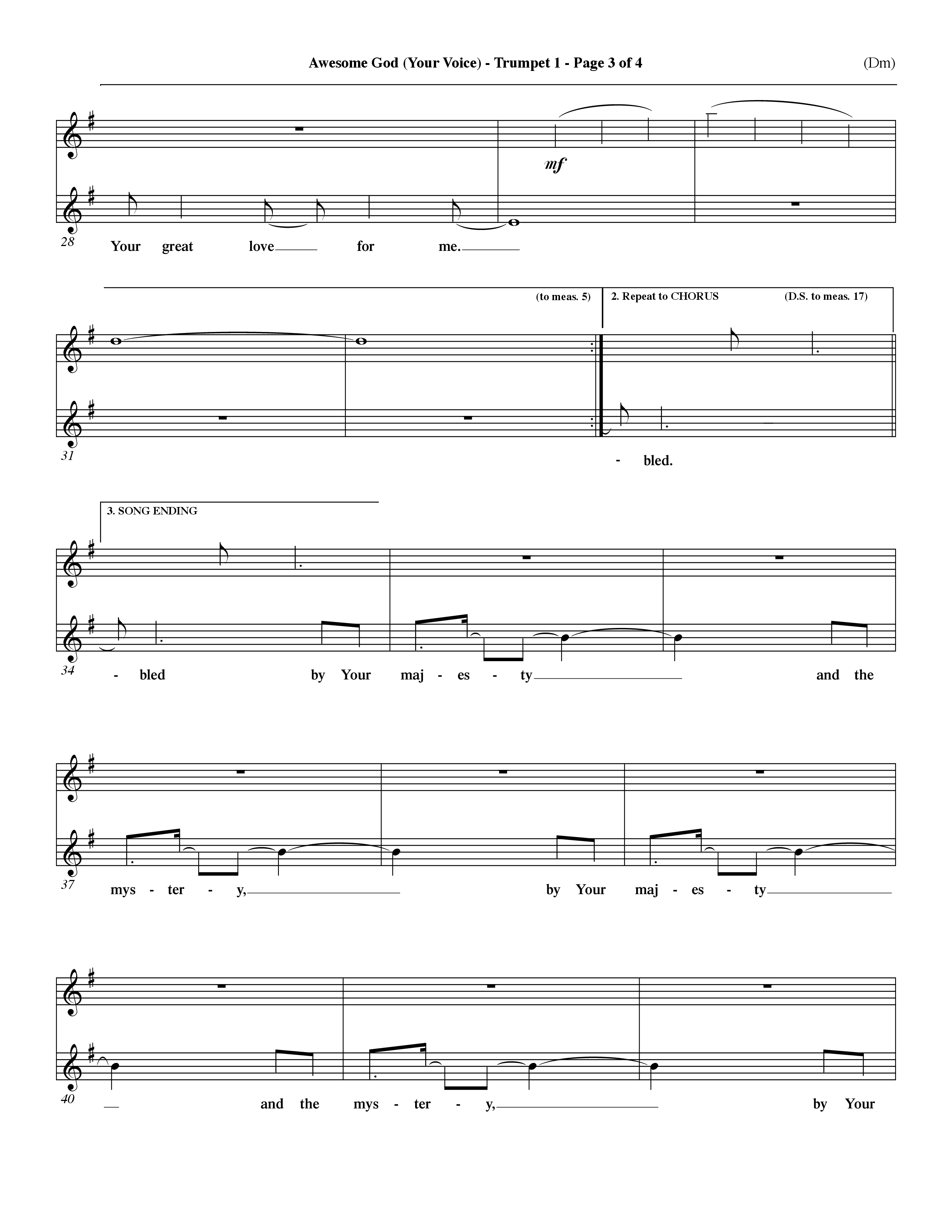 Awesome God (Your Voice) (Choral Anthem SATB) Trumpet 1 (Word Music Choral / Orch. Dave Williamson)