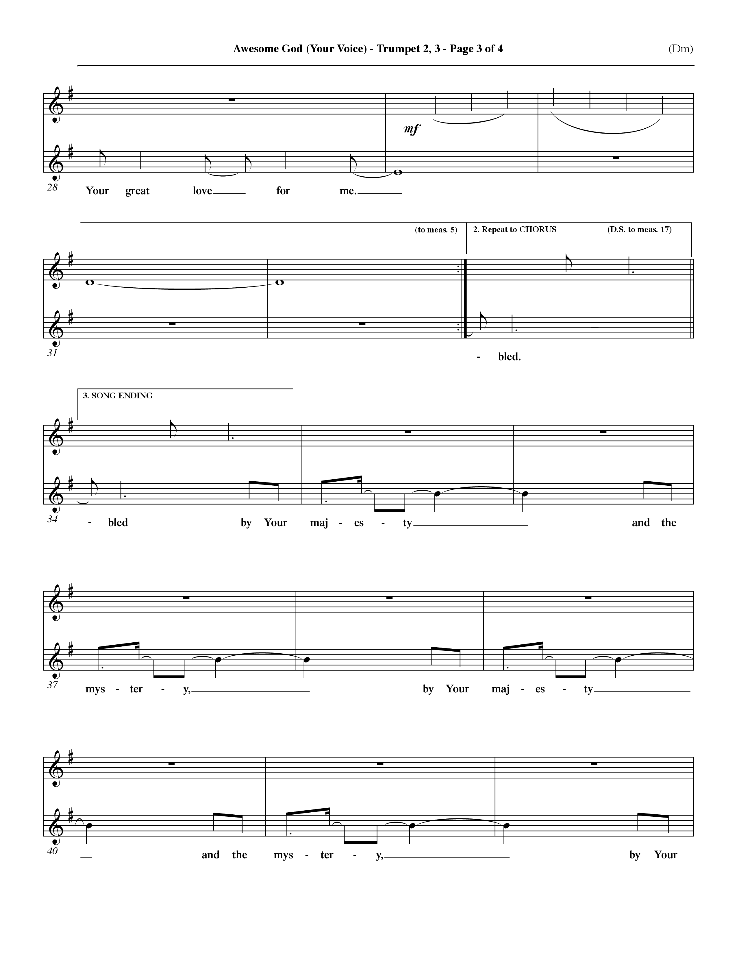 Awesome God (Your Voice) (Choral Anthem SATB) Trumpet 2/3 (Word Music Choral / Orch. Dave Williamson)