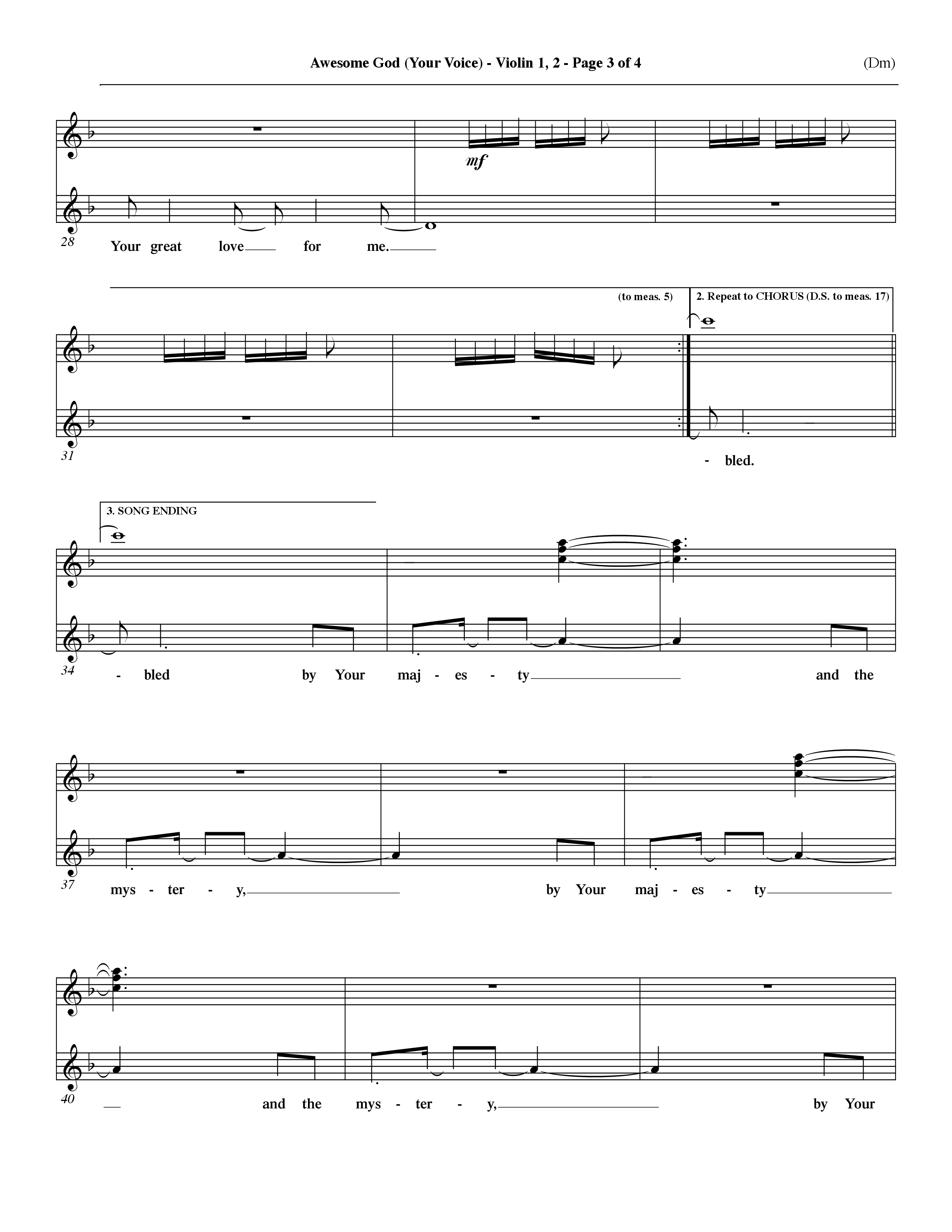 Awesome God (Your Voice) (Choral Anthem SATB) Violin 1/2 (Word Music Choral / Orch. Dave Williamson)