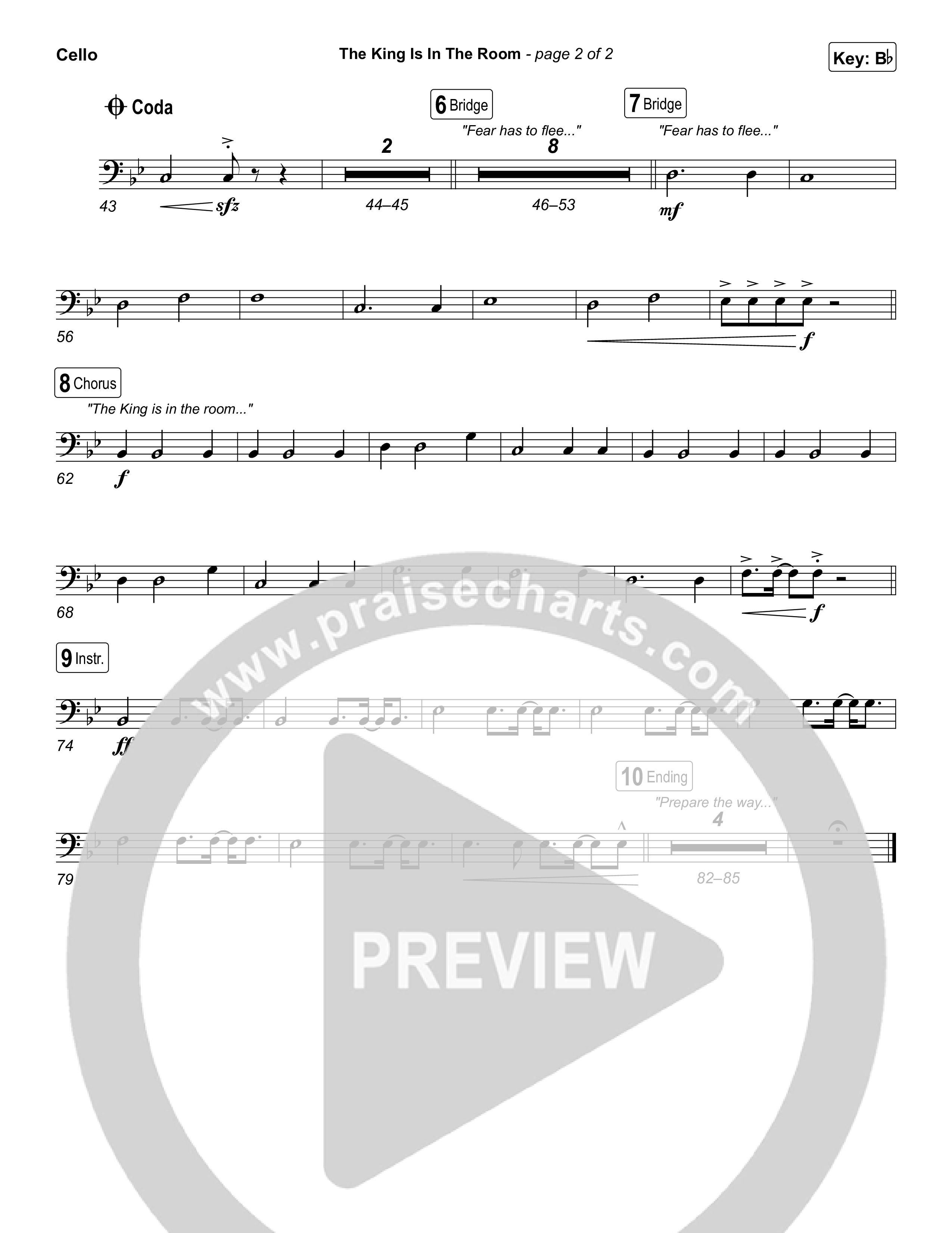 The King Is In The Room Cello (Phil Wickham)