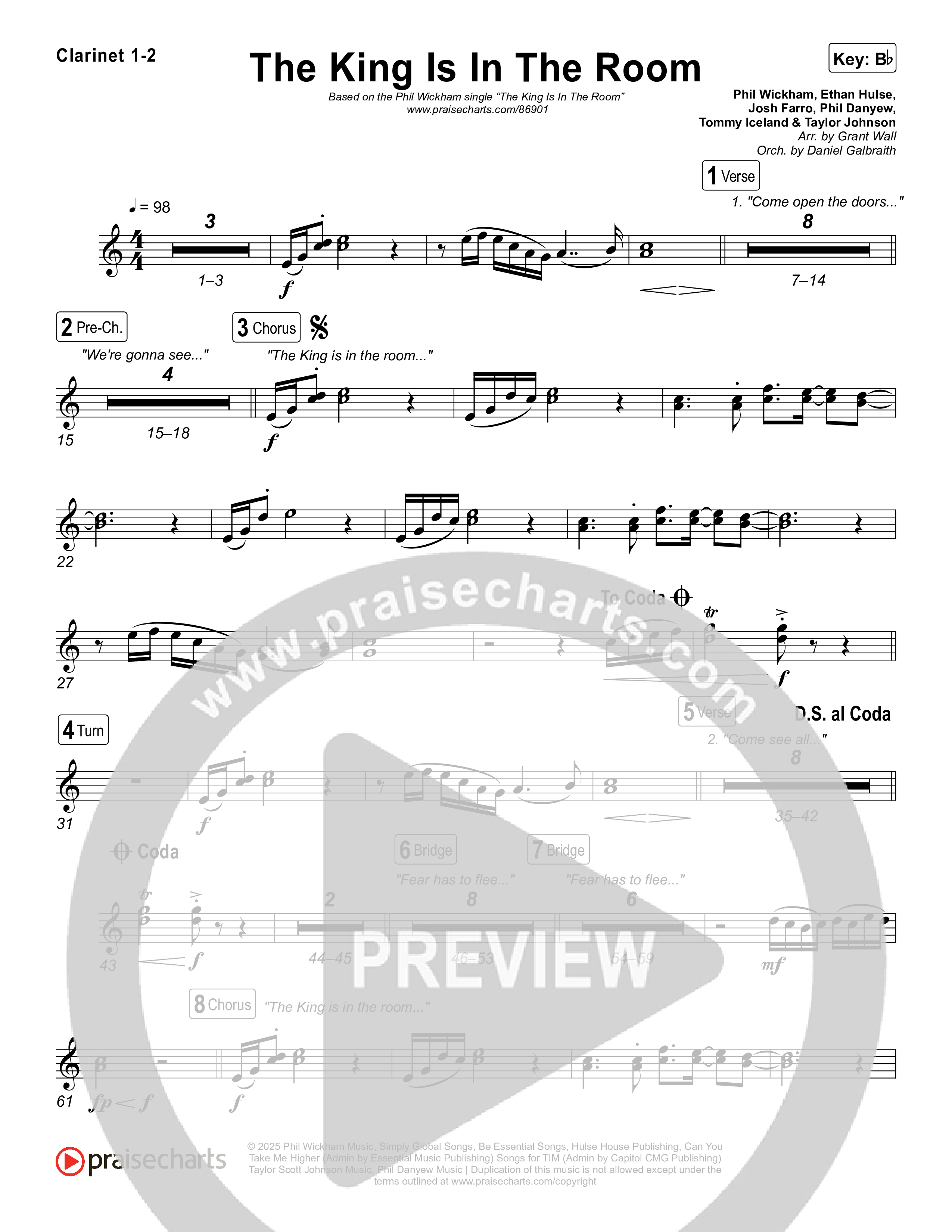 The King Is In The Room Clarinet 1,2 (Phil Wickham)