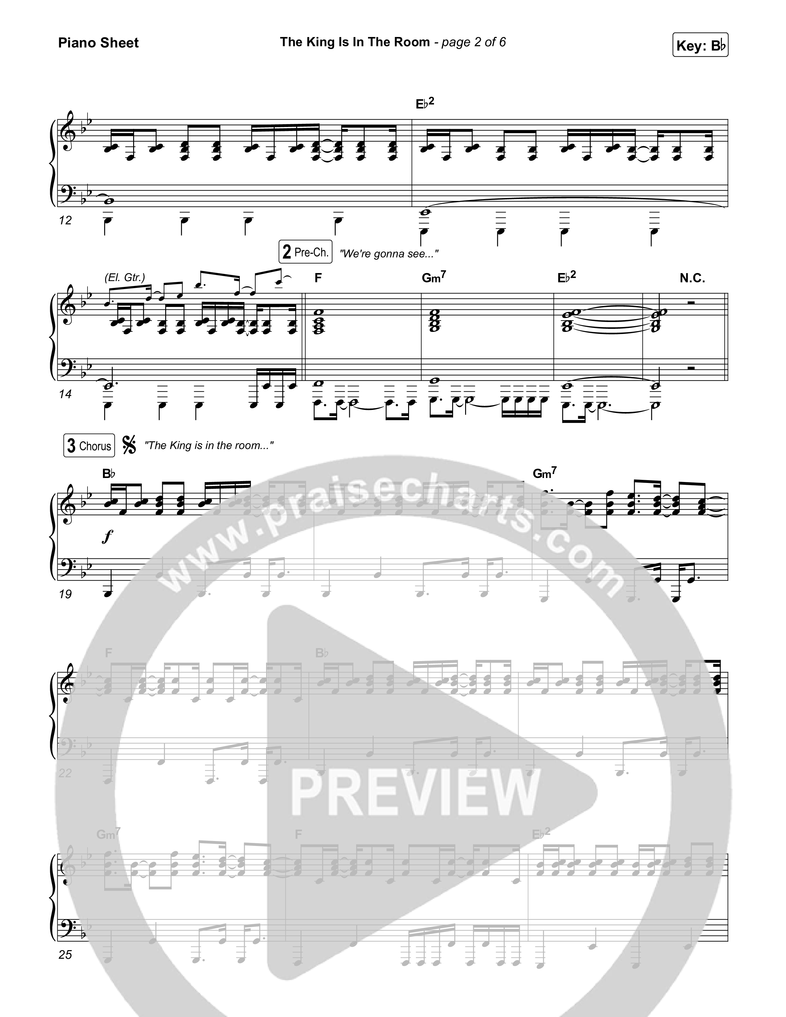 The King Is In The Room Piano Sheet (Phil Wickham)