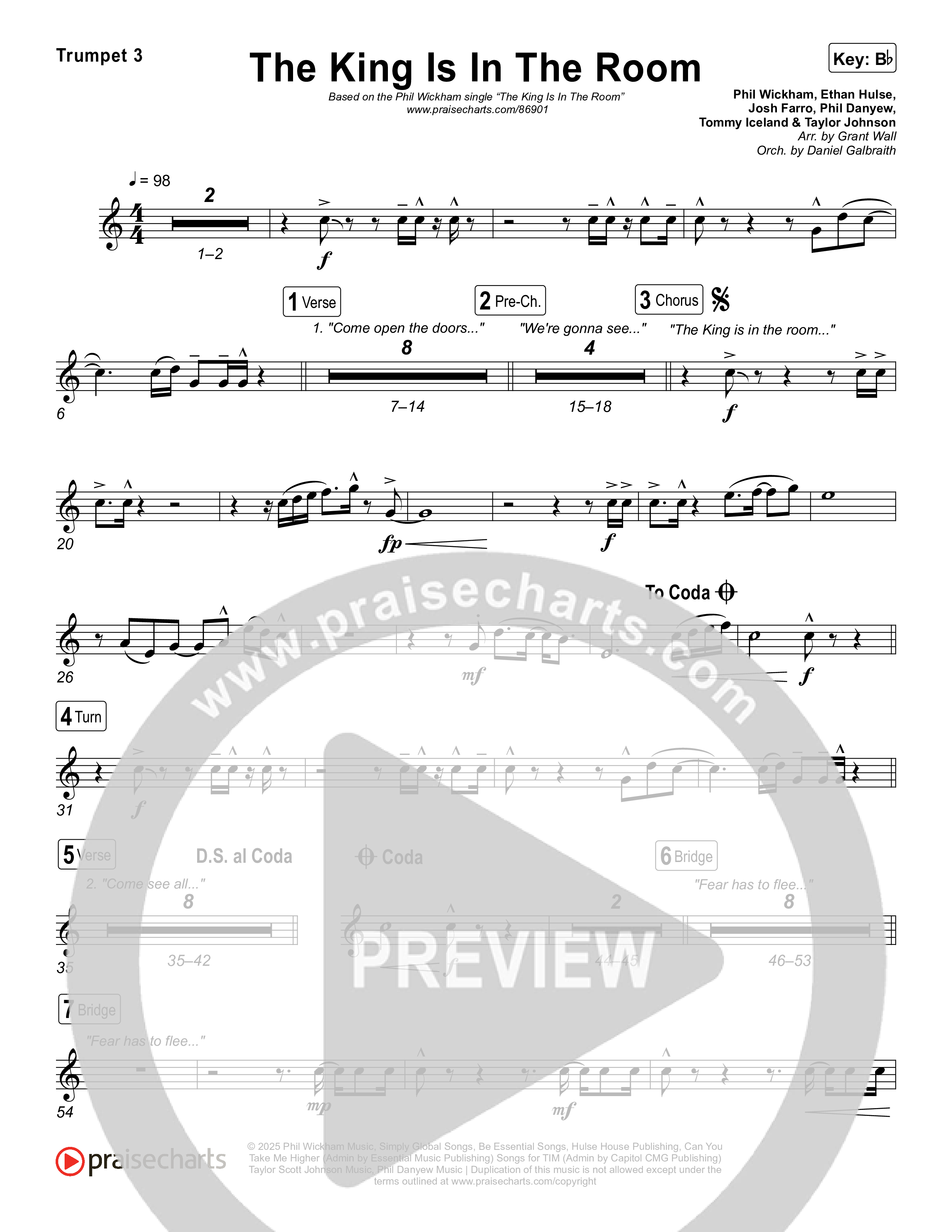 The King Is In The Room Trumpet 1,2 (Phil Wickham)