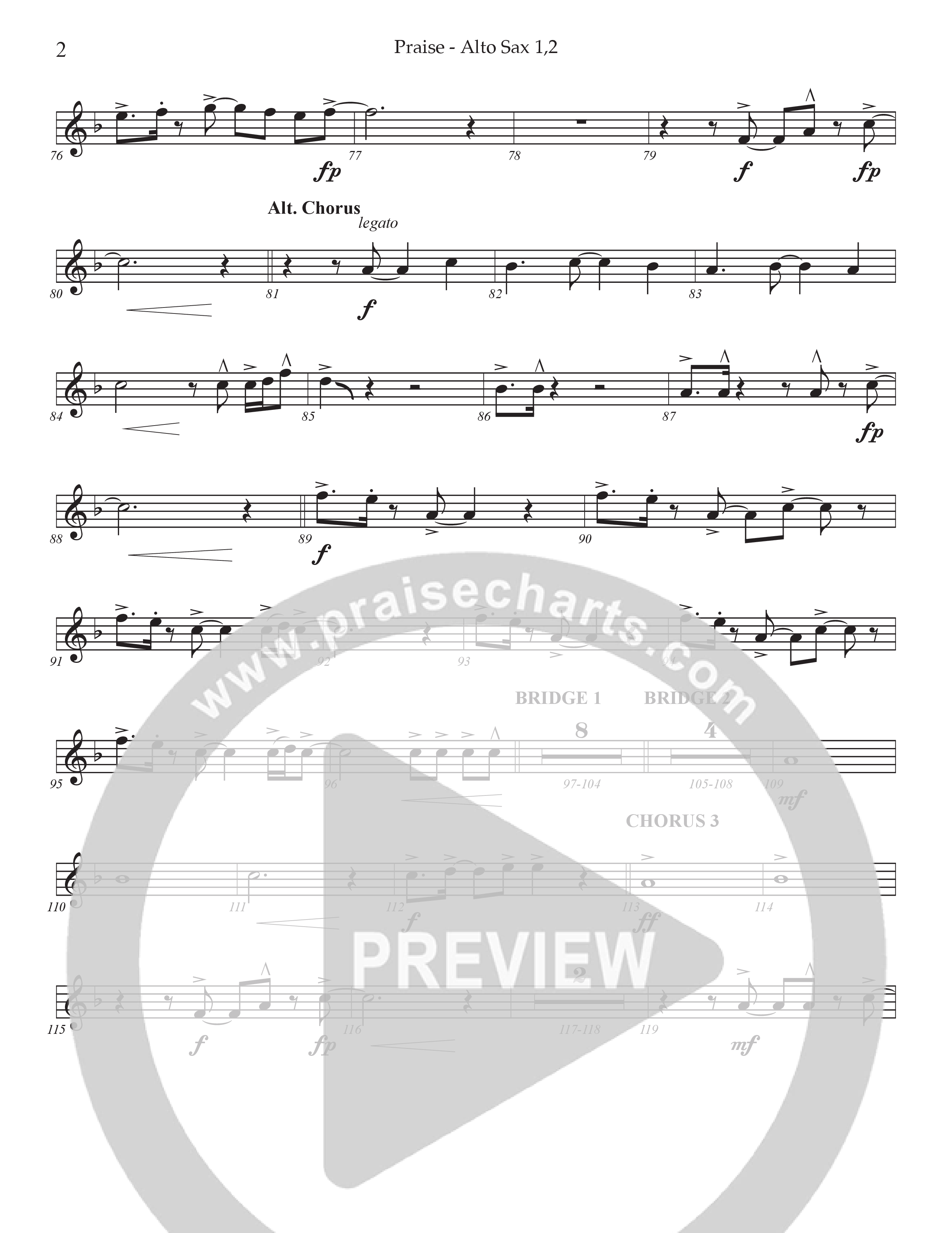 Praise (Choral Anthem SATB) Alto Sax 1/2 (Prestonwood Choir / Prestonwood Worship / Arr. Jonathan Walker)