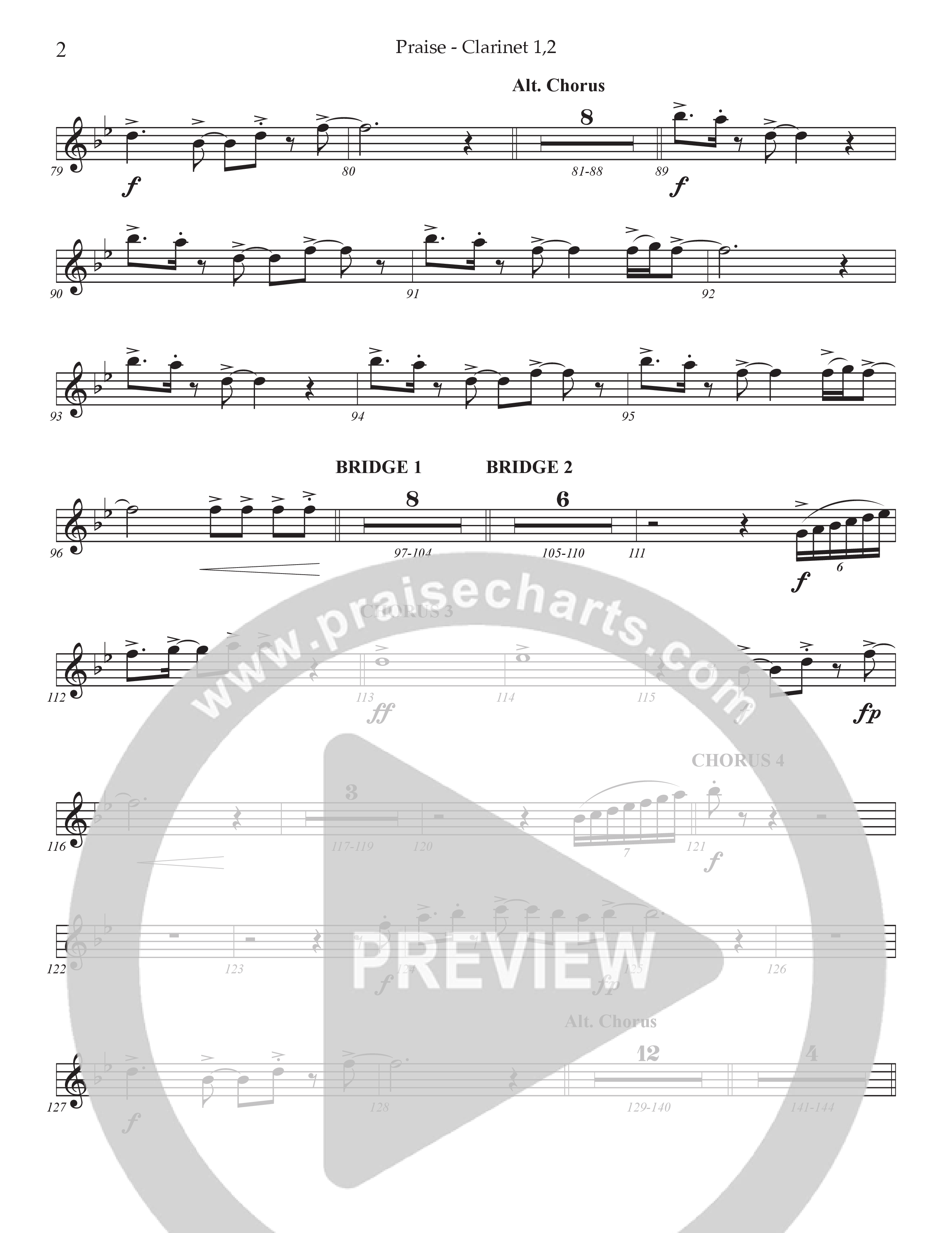Praise (Choral Anthem SATB) Clarinet 1/2 (Prestonwood Choir / Prestonwood Worship / Arr. Jonathan Walker)