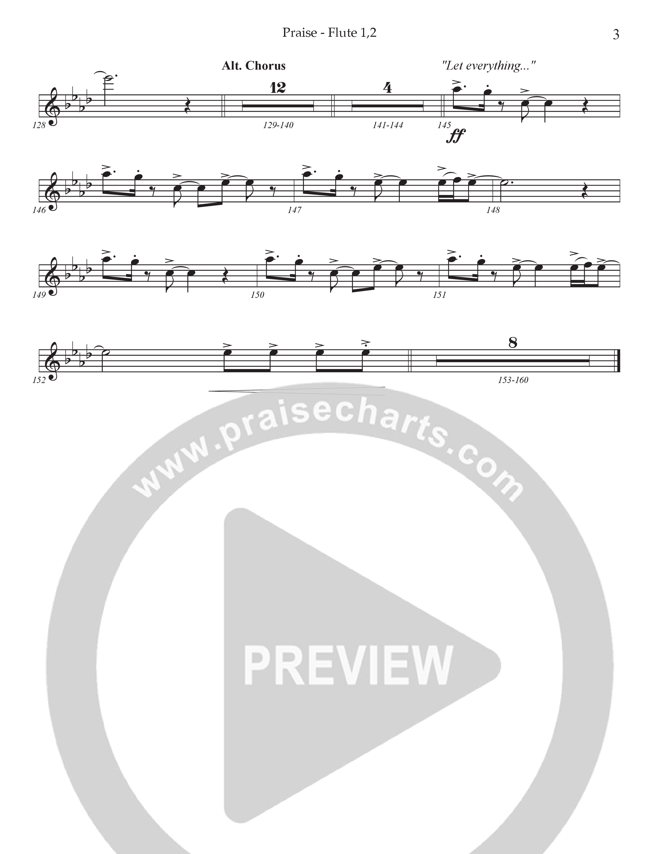 Praise (Choral Anthem SATB) Flute 1/2 (Prestonwood Choir / Prestonwood Worship / Arr. Jonathan Walker)