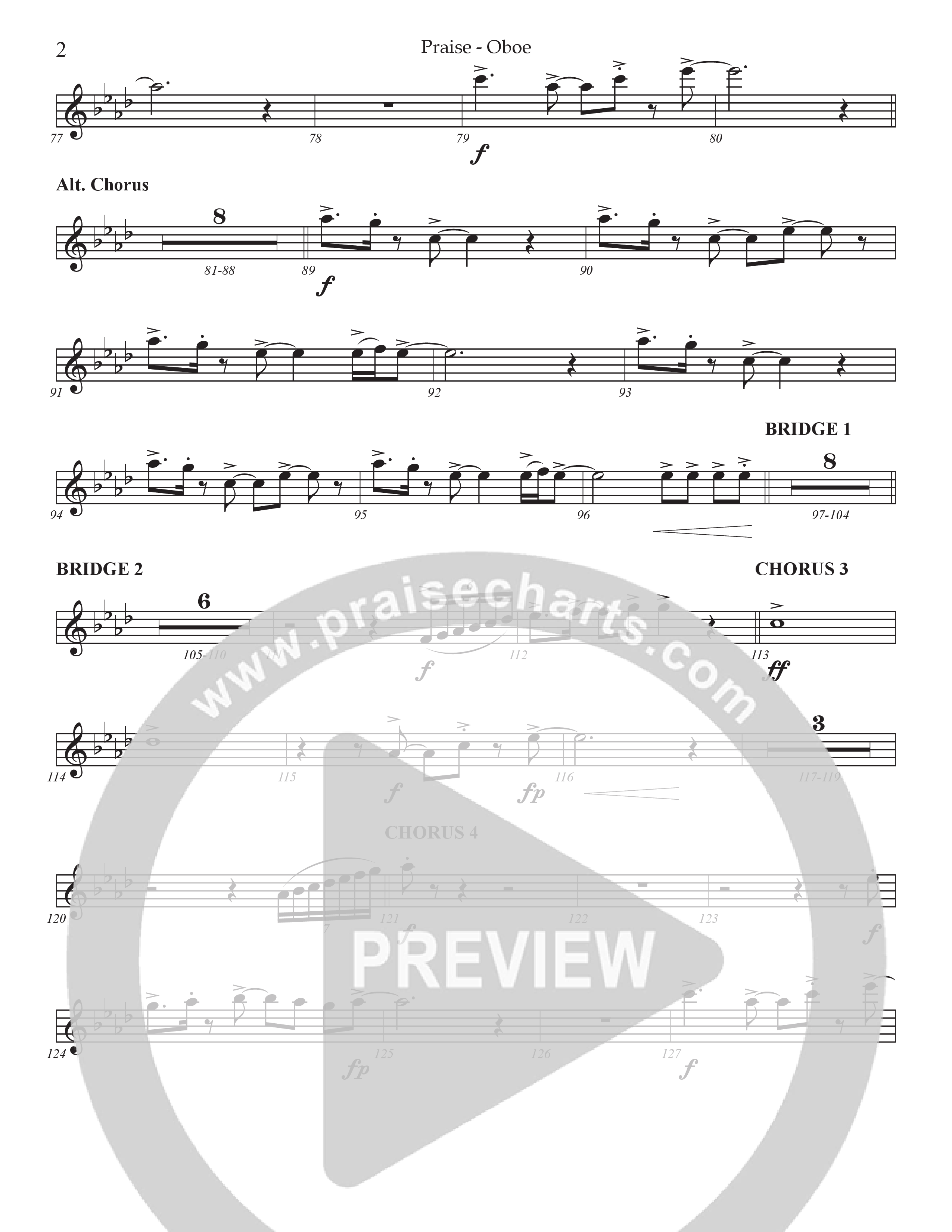 Praise (Choral Anthem SATB) Oboe (Prestonwood Choir / Prestonwood Worship / Arr. Jonathan Walker)