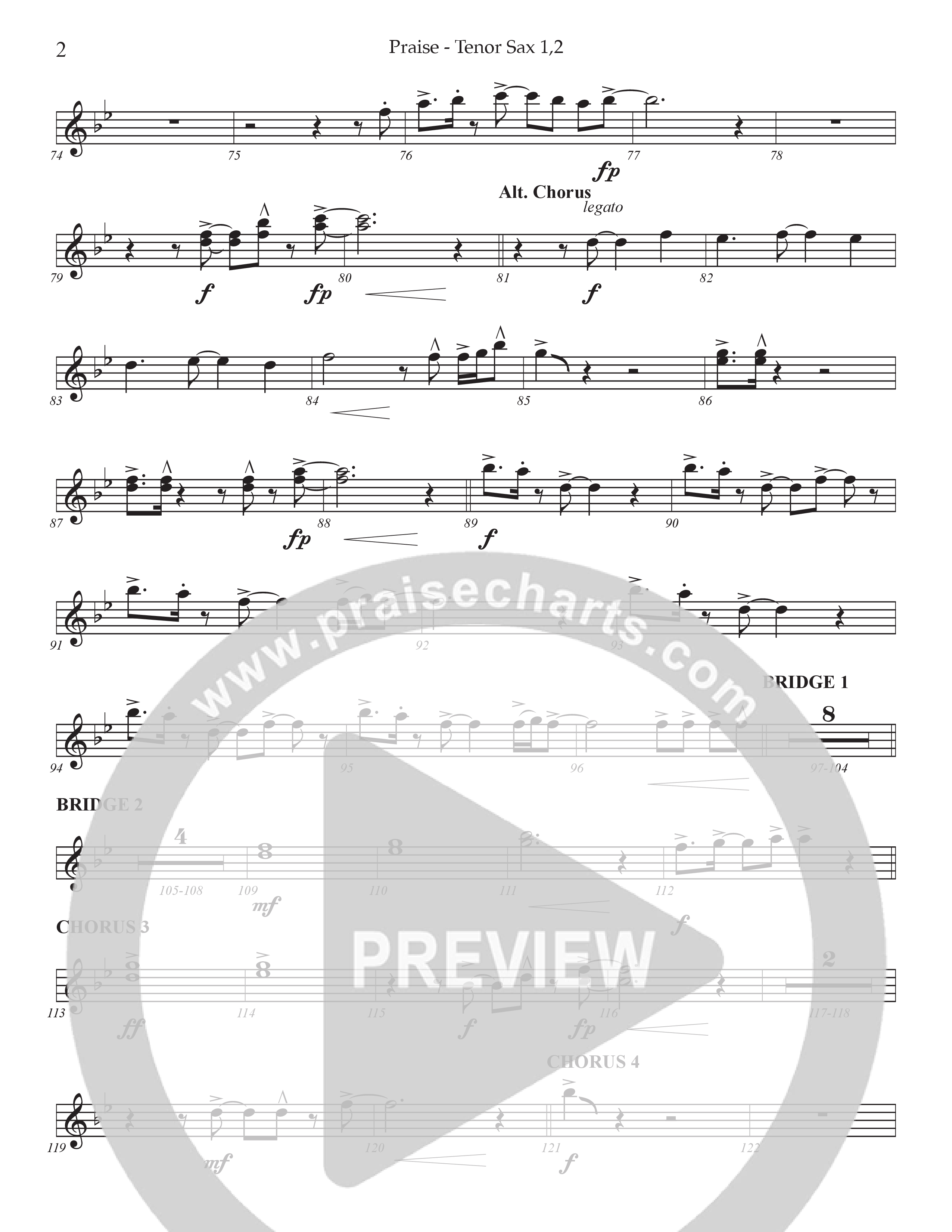 Praise (Choral Anthem SATB) Tenor Sax 1/2 (Prestonwood Choir / Prestonwood Worship / Arr. Jonathan Walker)