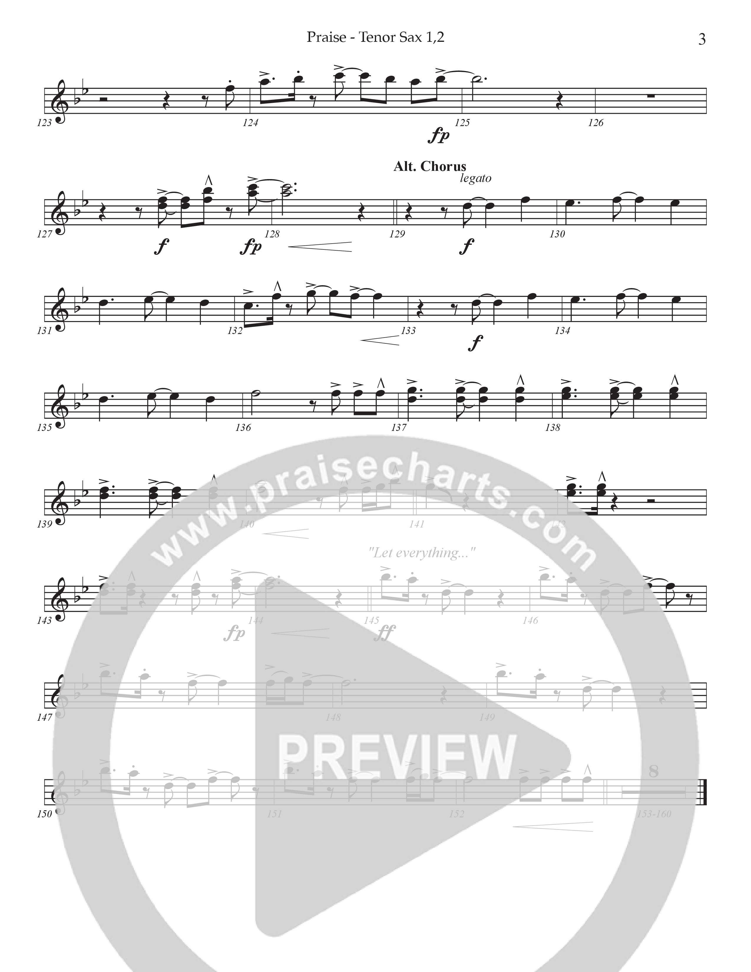 Praise (Choral Anthem SATB) Tenor Sax 1/2 (Prestonwood Choir / Prestonwood Worship / Arr. Jonathan Walker)