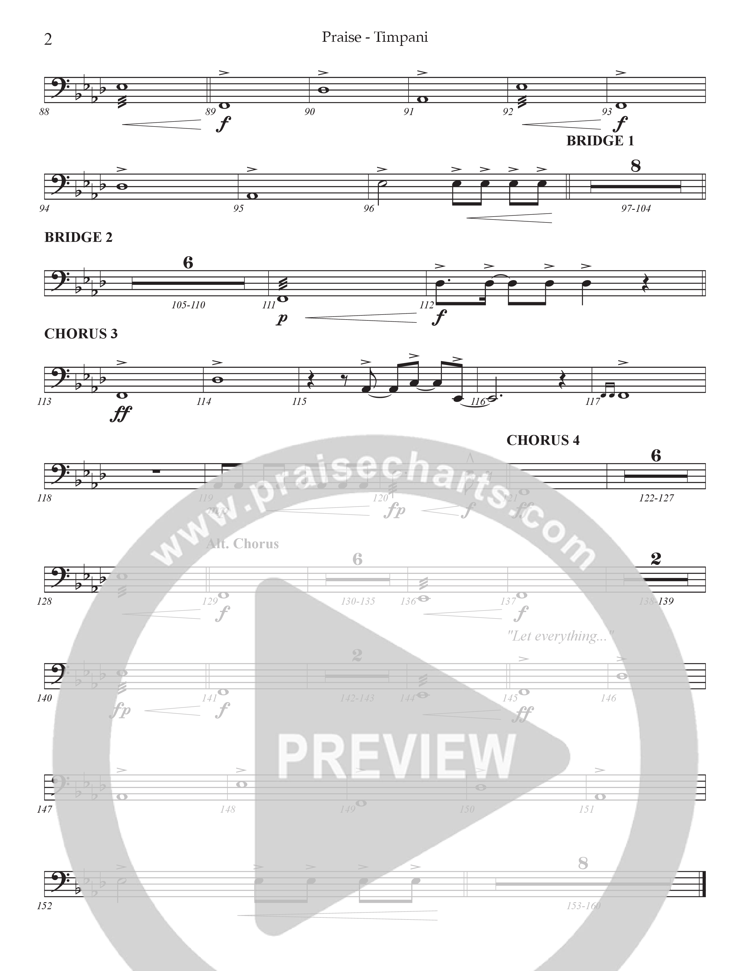 Praise (Choral Anthem SATB) Timpani (Prestonwood Choir / Prestonwood Worship / Arr. Jonathan Walker)