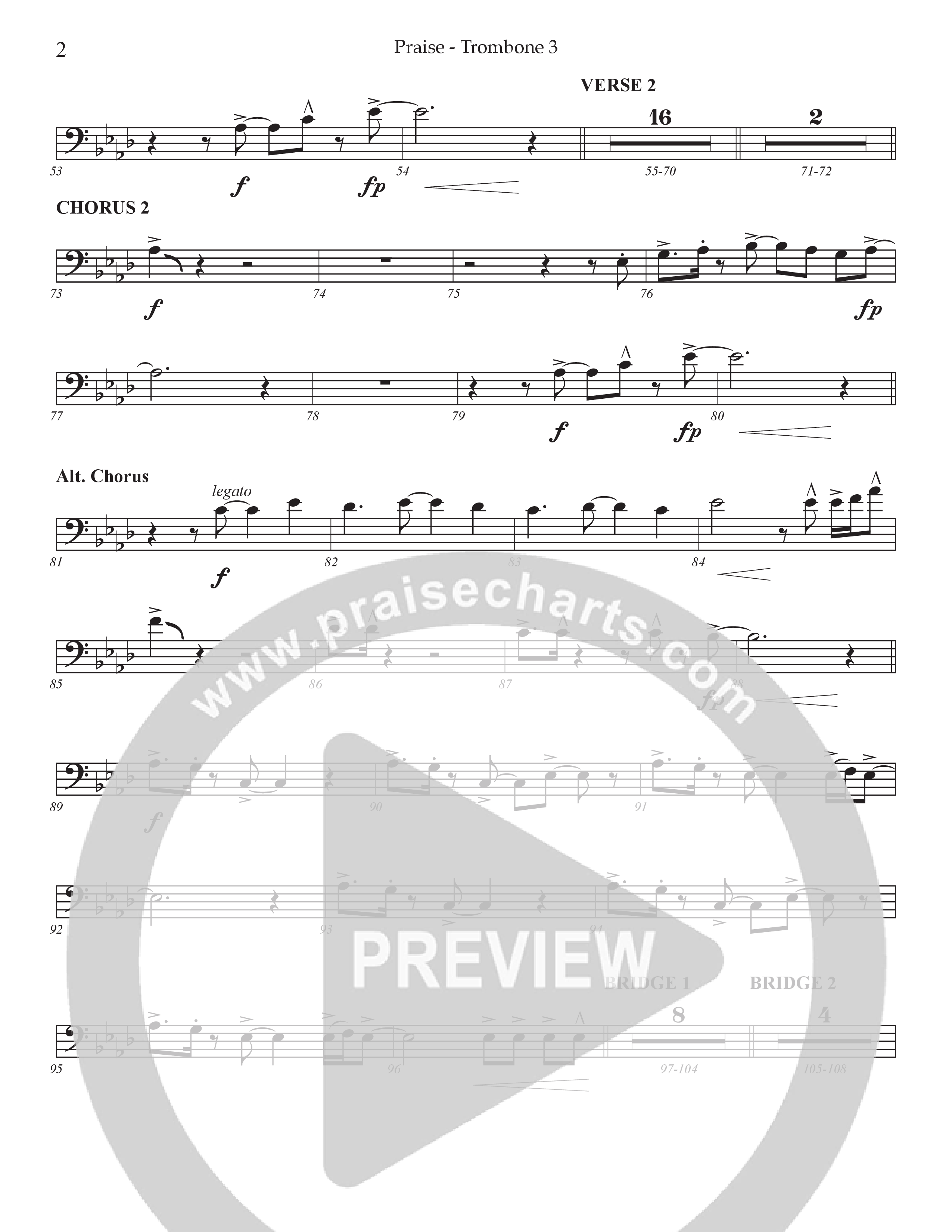 Praise (Choral Anthem SATB) Trombone 3 (Prestonwood Choir / Prestonwood Worship / Arr. Jonathan Walker)