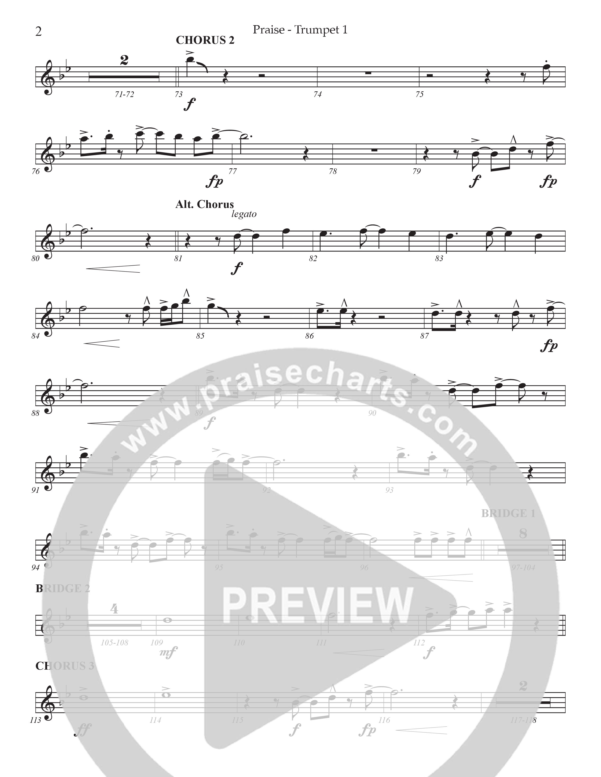 Praise (Choral Anthem SATB) Trumpet 1 (Prestonwood Choir / Prestonwood Worship / Arr. Jonathan Walker)