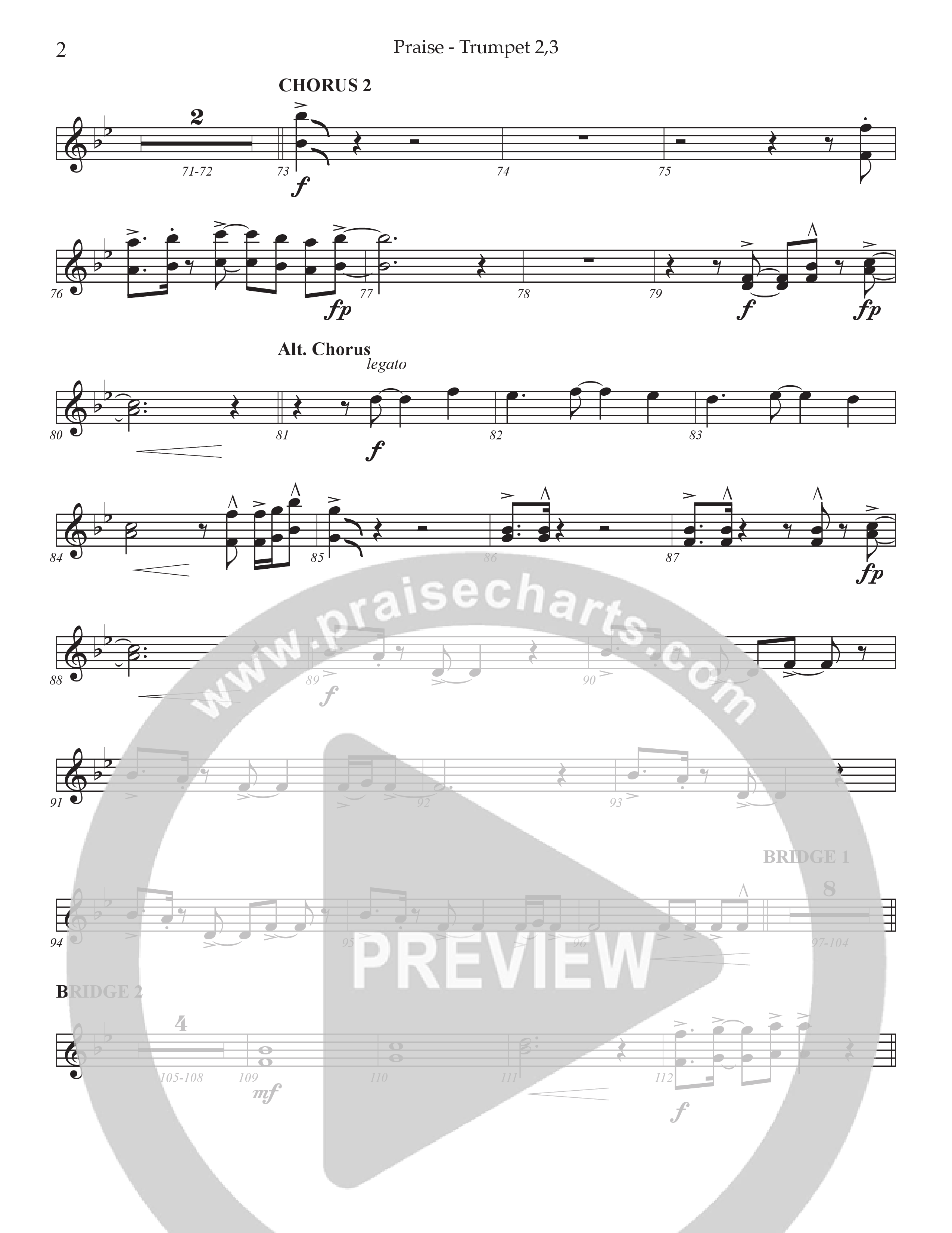Praise (Choral Anthem SATB) Trumpet 2/3 (Prestonwood Choir / Prestonwood Worship / Arr. Jonathan Walker)