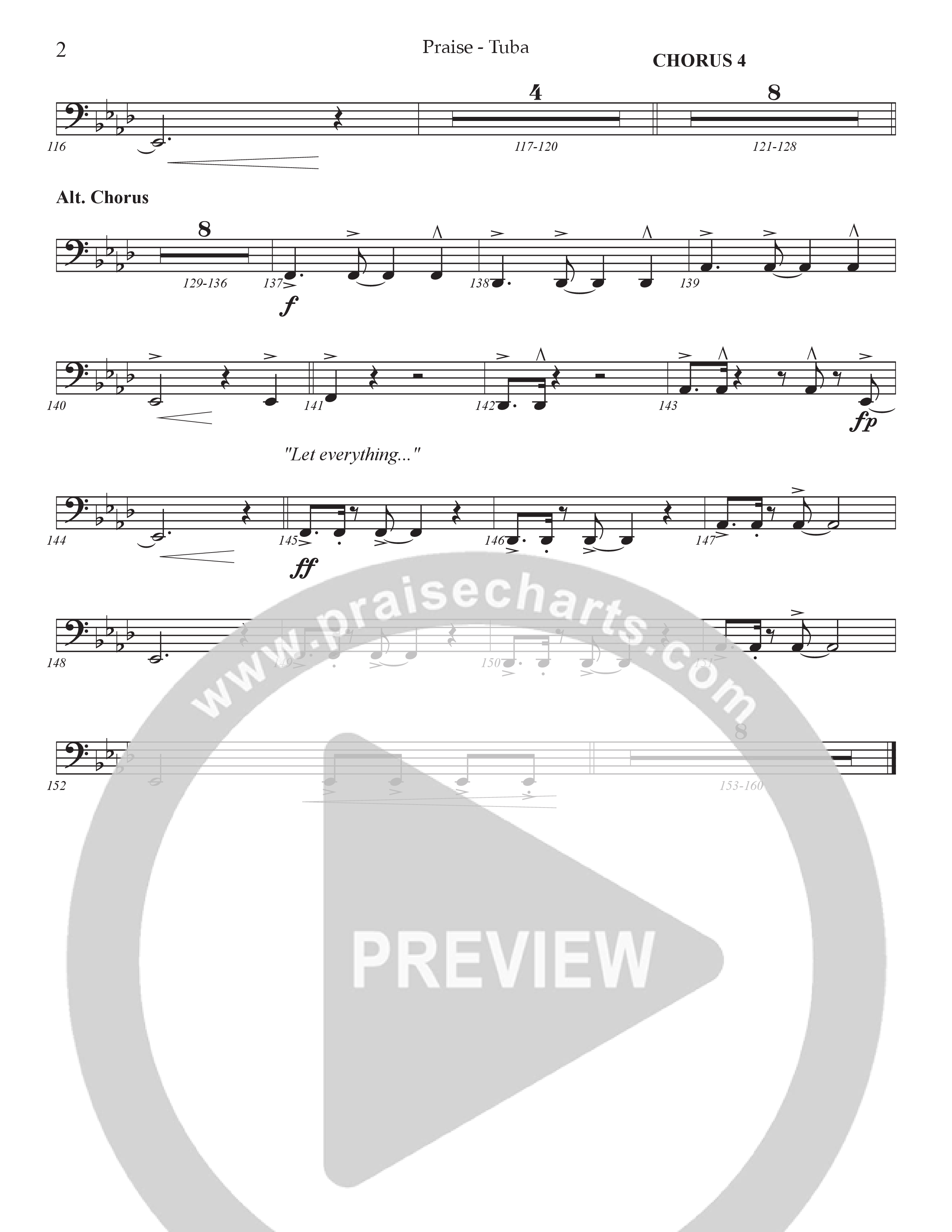 Praise (Choral Anthem SATB) Tuba (Prestonwood Choir / Prestonwood Worship / Arr. Jonathan Walker)