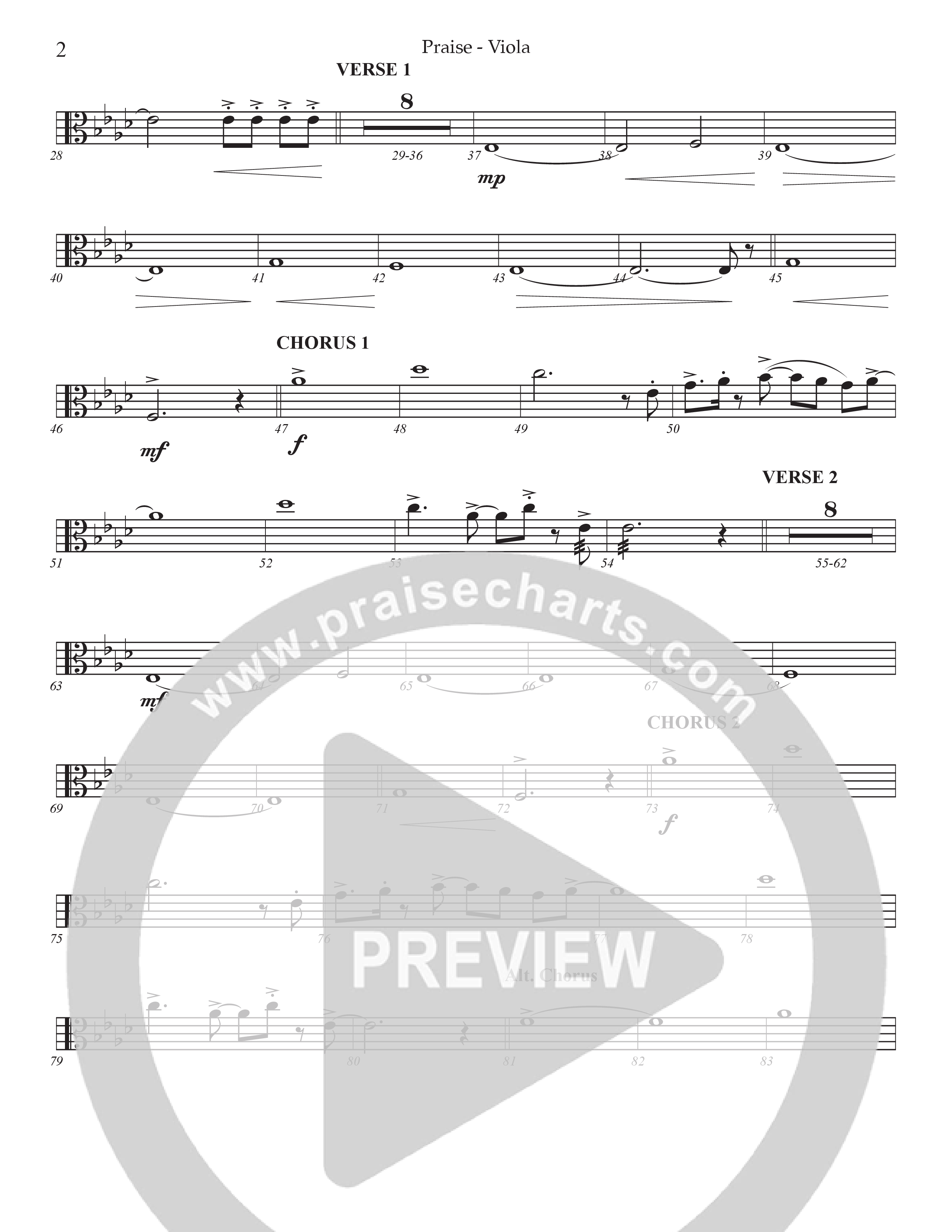 Praise (Choral Anthem SATB) Viola (Prestonwood Choir / Prestonwood Worship / Arr. Jonathan Walker)